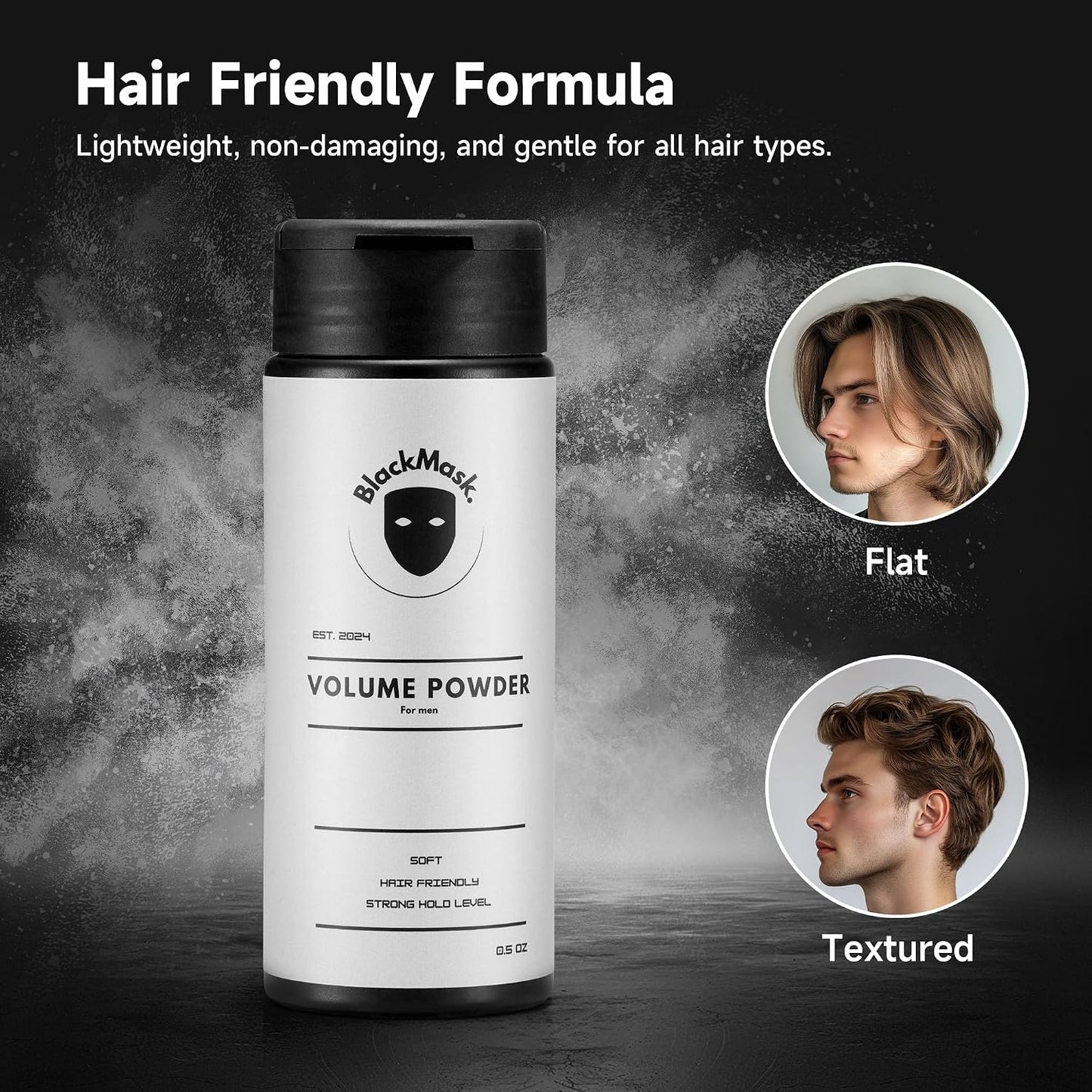 HotBlackMask Texture Powder for Men, Easy to Apply - Instantly Adds Texture & Volume, All-Natural Ingredients, Strong Hold, Hair Powder for Men (Pack of 1)