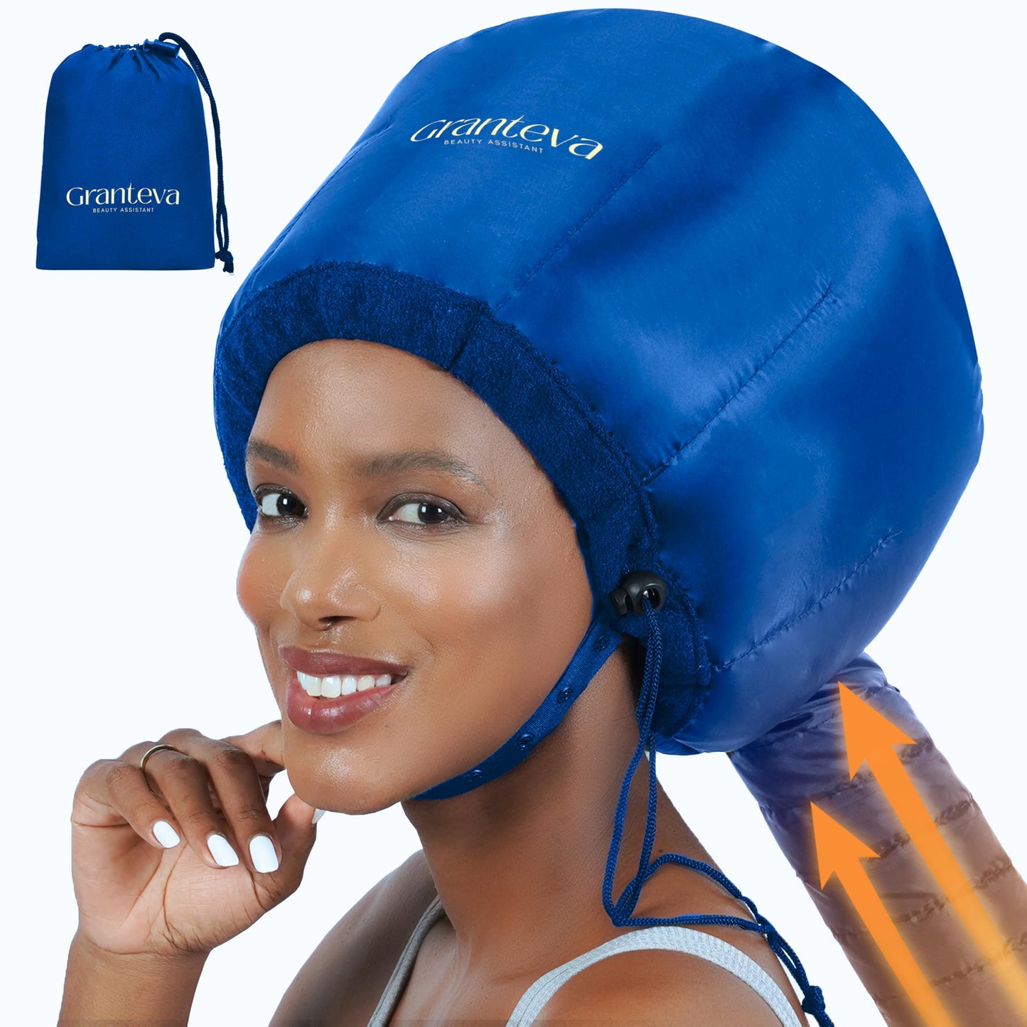 HotHooded Hair Dryer Attachment w/A Headband Integrated That Reduces Heat Around Ears & Neck - Hair Dryer Hooded Diffuser Cap for Curly, Speeds Up Drying Time, Deep Conditioning At Home - Portable, Large