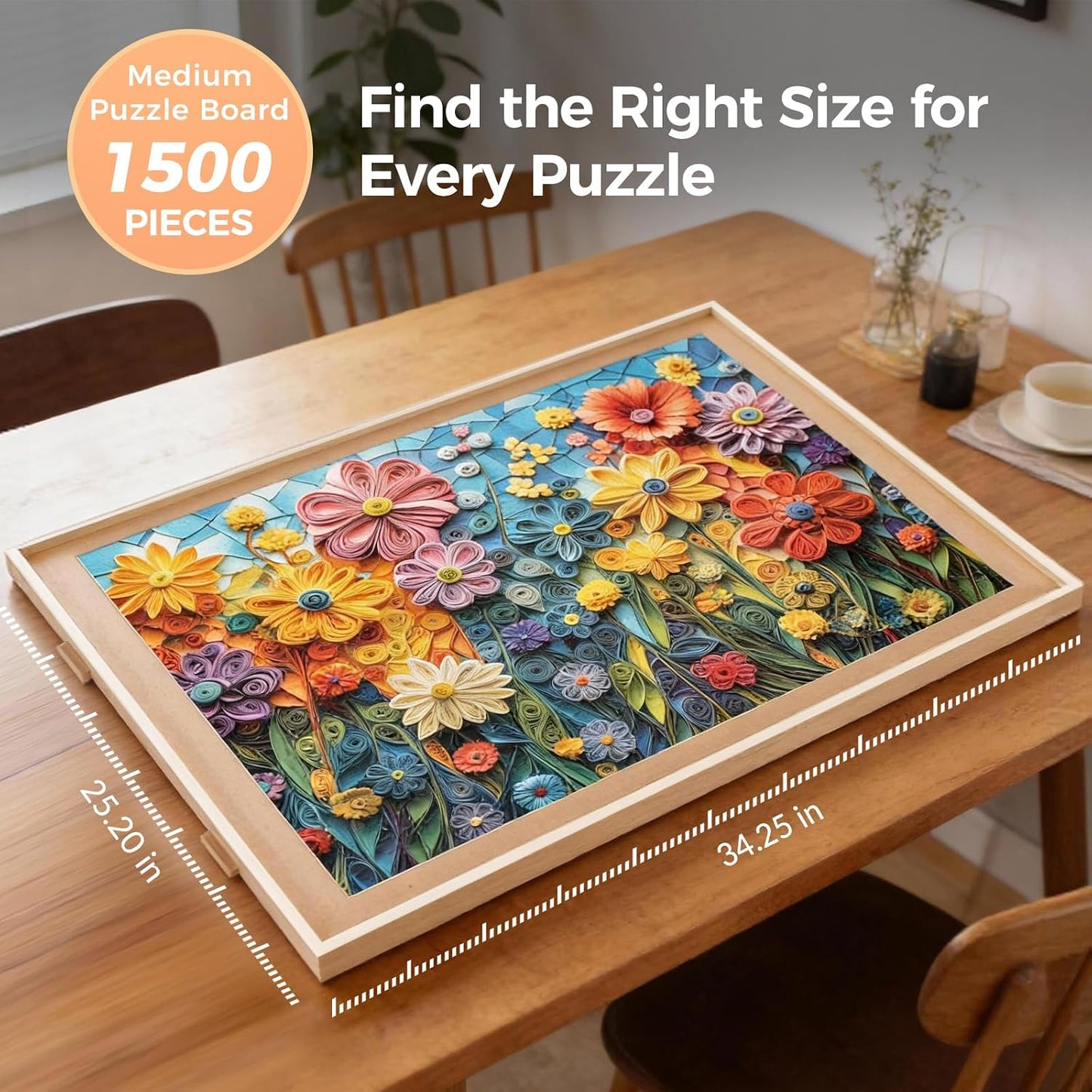 HotALL4JIG 1500 Piece Rotating Puzzle Board with 4 Drawer 24.92"x33.58"Portable Wooden Jigsaw Puzzle Table for Adults,Lazy Susan Spinning Puzzle Boards Birthday Gift for mom,Surface for Lego Building