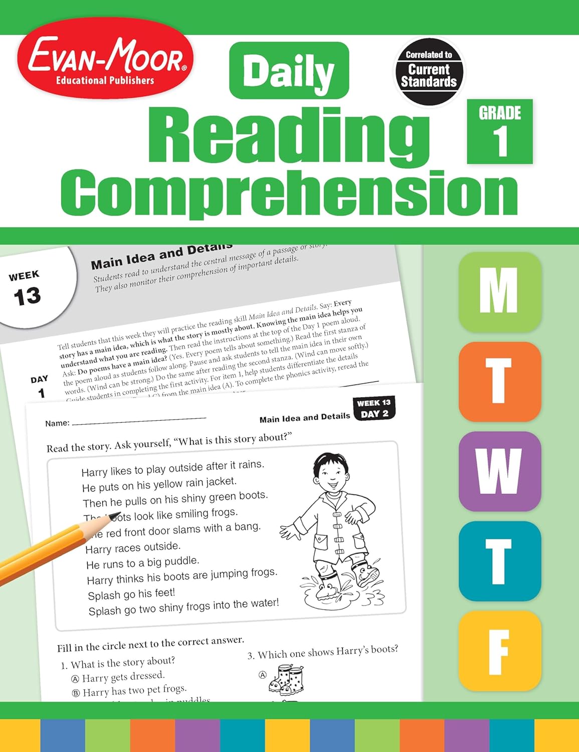 Hot Evan-Moor Daily Reading Comprehension, Grade 1 - Homeschooling & Classroom Resource Workbook, Reproducible Worksheets, Teaching Edition, Fiction and Nonfiction, Lesson Plans, Test Prep