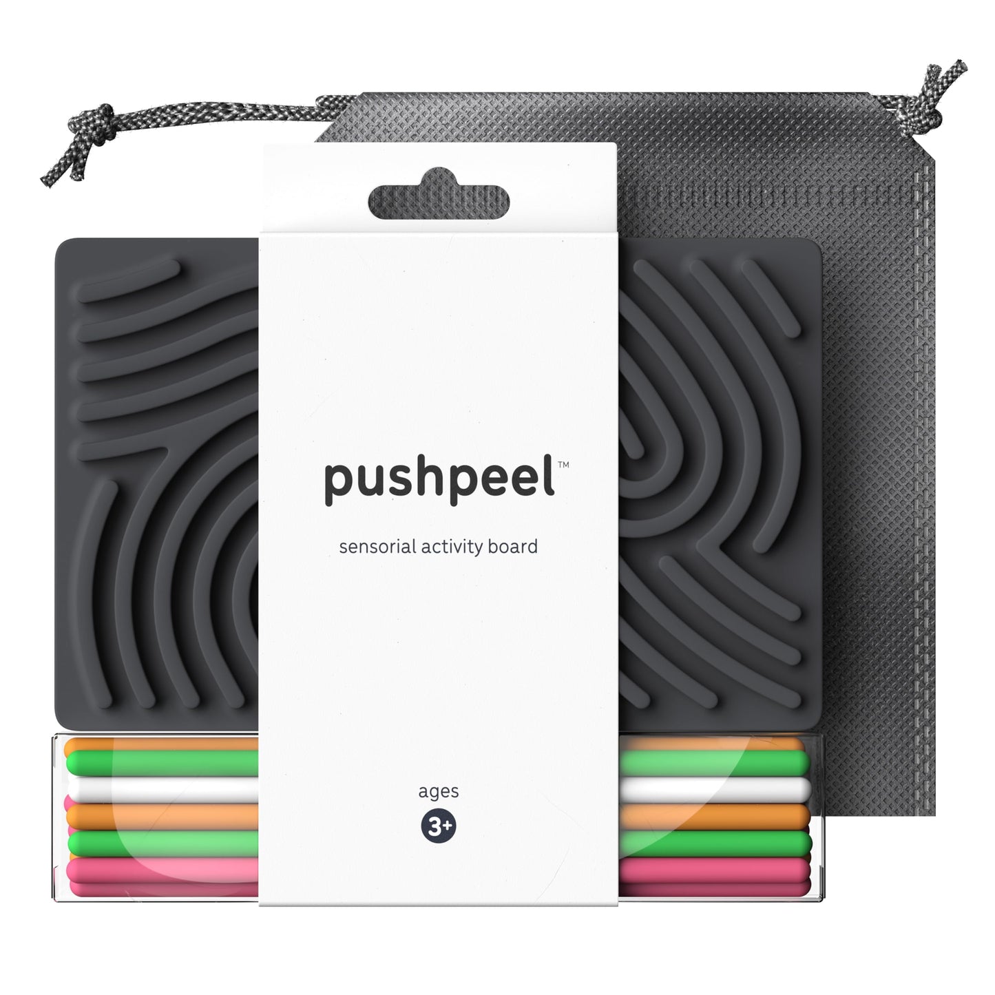 HotPushpeel Sensory Activity Board: Silicone Fidget Toy for Calming, Stress, Anxiety, ADHD & Autism | Silent, No Mess | Kids 3+ & Adults | Includes Portable Travel Bag & 11 Strings