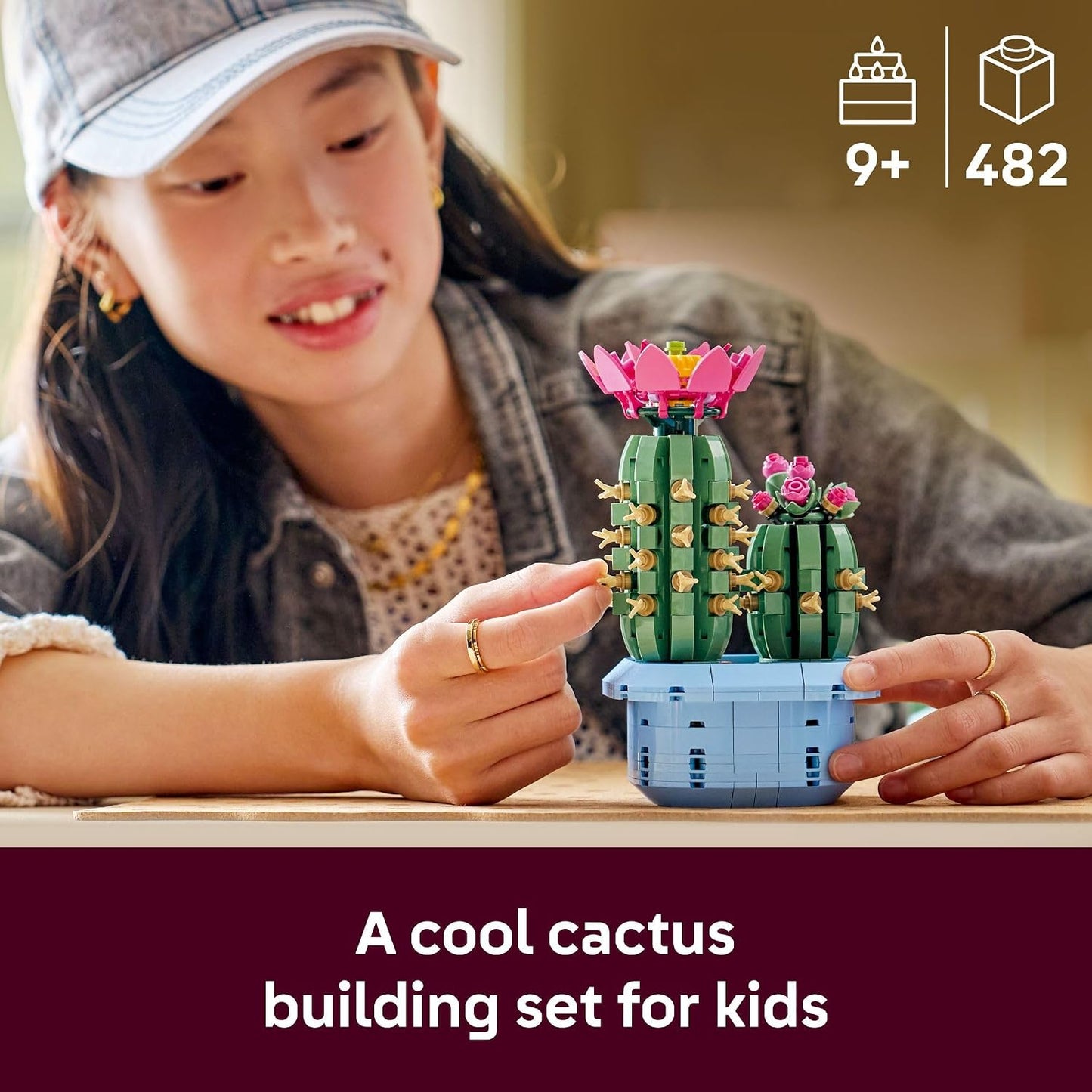 HotLEGO Botanicals Flowering Cactus Building Toy - Crafting Kit for Girls & Boys, Ages 9+ - Gift for Birthdays - Cactus Room Decor for Display for Bedroom or Book Shelf - 11509