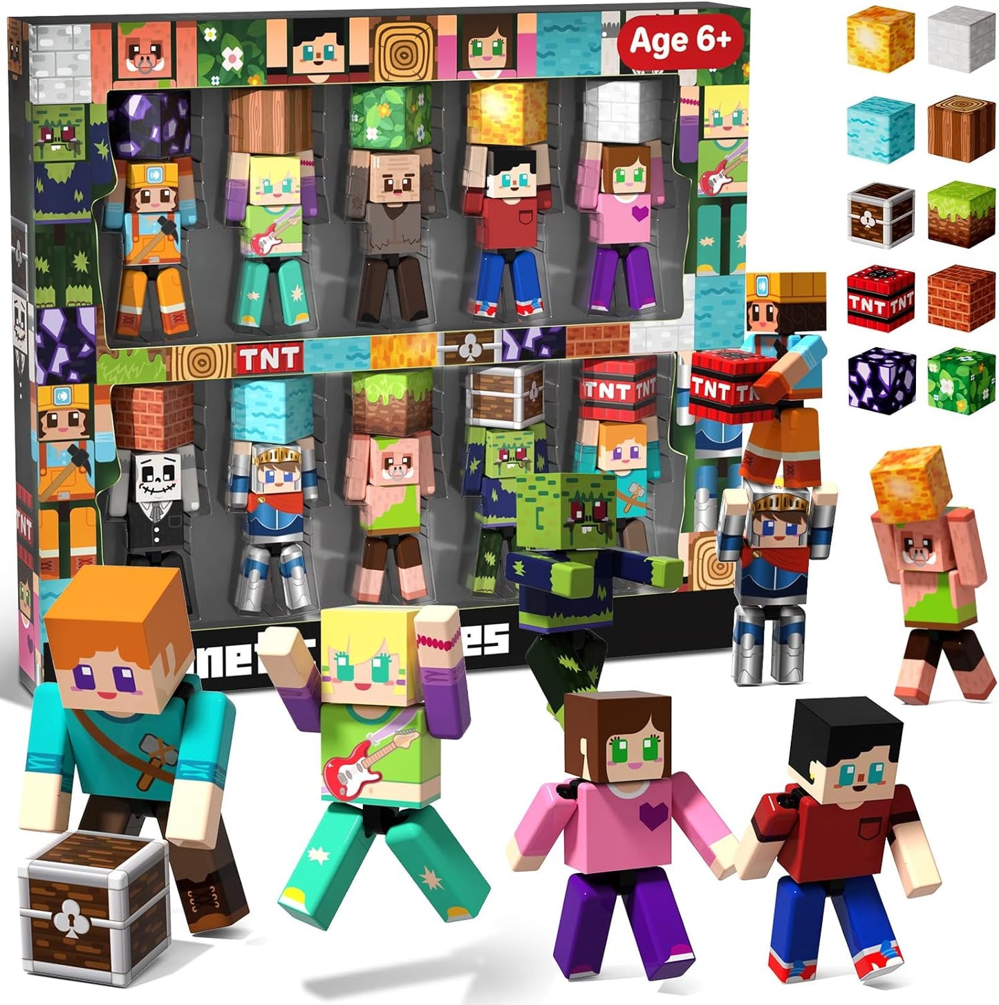 HotMagneverse 20 Pcs Magnetic Action Figures Playset - Magnetic Building Blocks, Magnet Cubes and Rotatable Figures Character Toys for Kids, Birthday Gift for 6+ Year Old Boys Girls (Patent Pending)