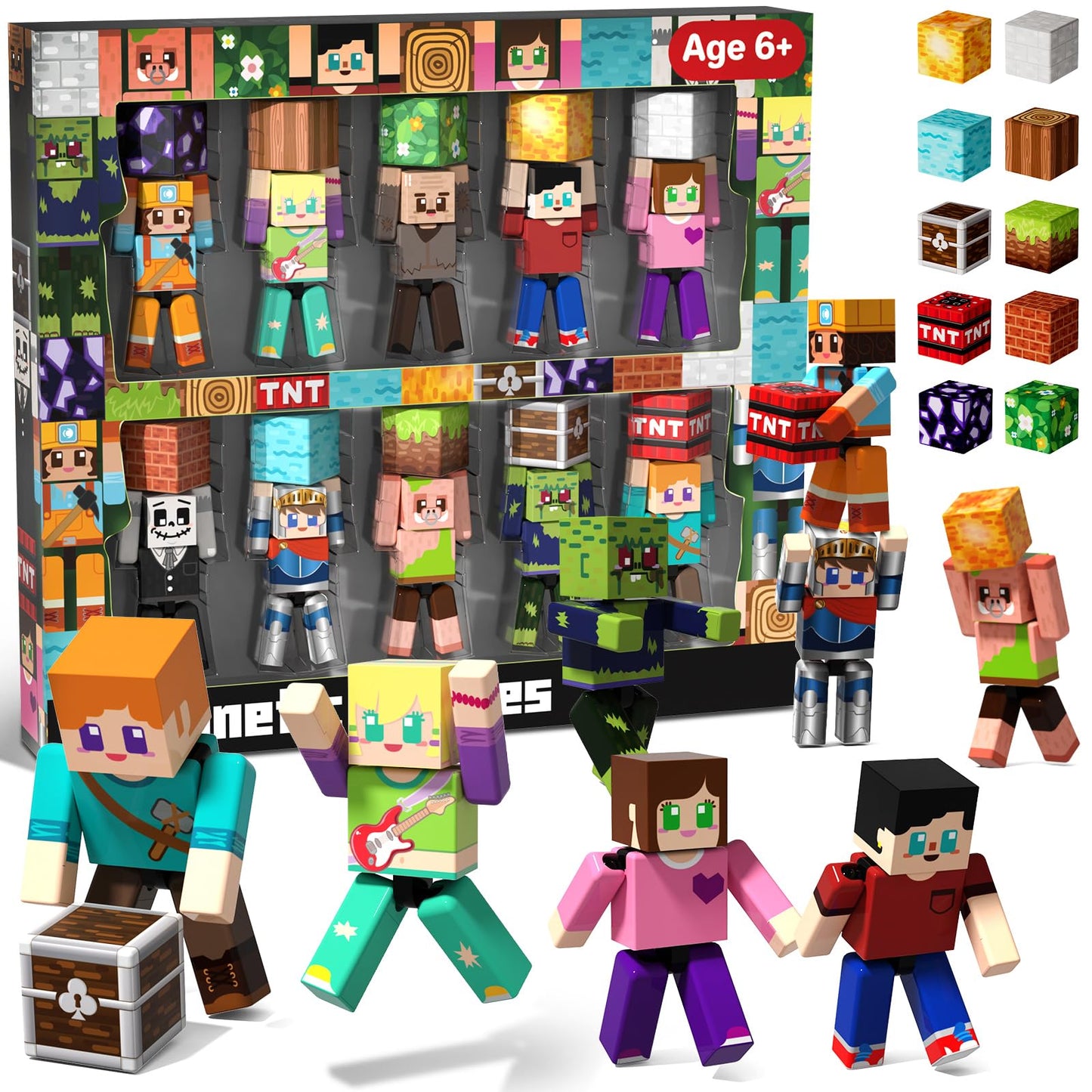 HotMagneverse 20 Pcs Magnetic Action Figures Playset - Magnetic Building Blocks, Magnet Cubes and Rotatable Figures Character Toys for Kids, Birthday Gift for 6+ Year Old Boys Girls (Patent Pending)