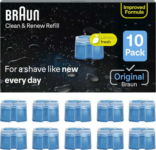 HotBraun Clean & Renew Refill Cartridges CCR, Replacement Shaver Cleaner Liquid Solution for Clean&Charge System, Pack of 10