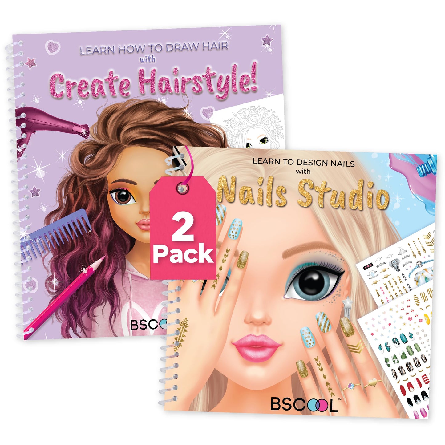 HotBSCOOL - Drawing, Coloring & Activity Book. Nail Design Book with Stickers and Guides. Fashion Design Sketchbook for Kids 5 and up. Little Designer Book - Nail Sticker Book. Gift for Girls