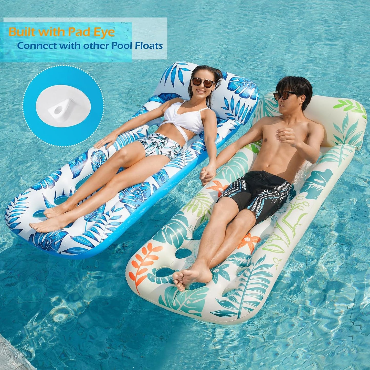 HotJasonwell Inflatable Pool Float Lounge - 2 Pack Floaties Rafts for Adults Floating Lounger Sun Tanning Floats Cool Water Floaty Swimming Lake Beach Party Toys