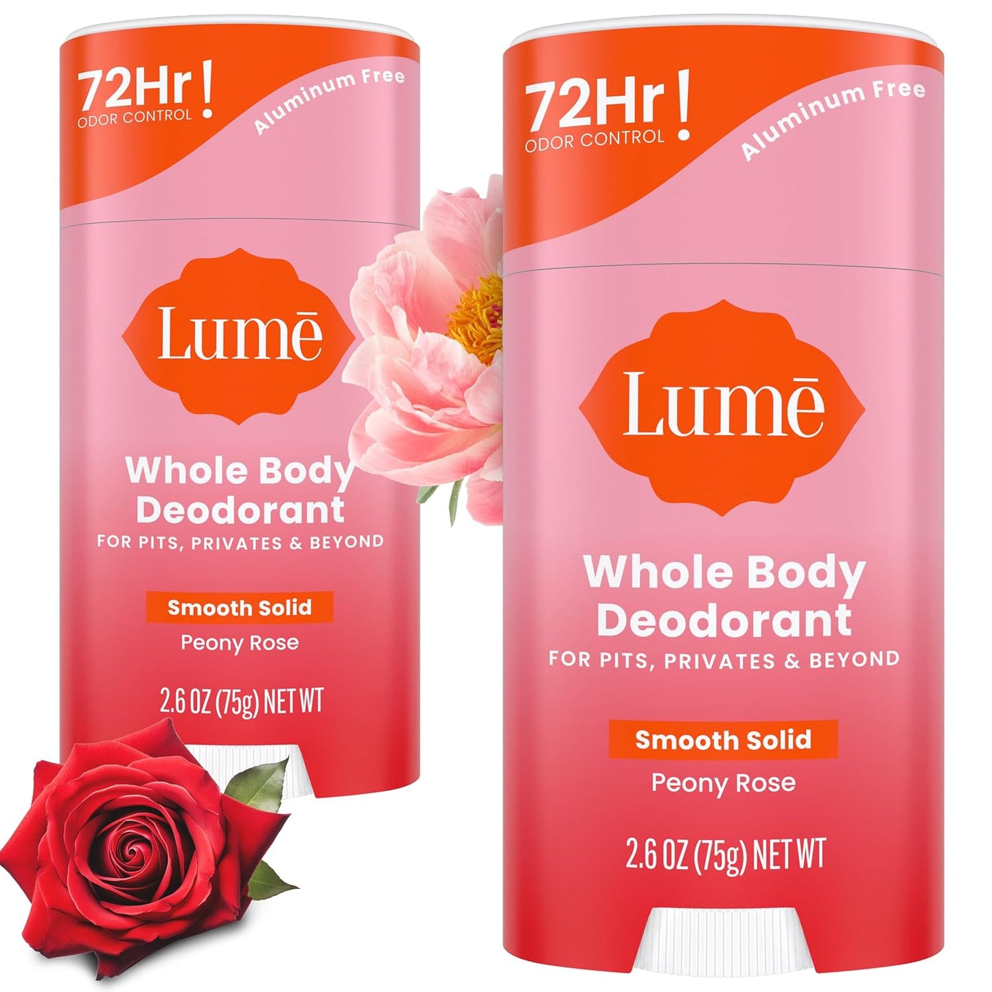 HotLume Whole Body Deodorant - Smooth Solid Stick - 72 Hour Odor Control - Aluminum Free, Baking Soda Free and Skin Safe - 2.6 Ounce (Pack of 2) (Soft Powder)