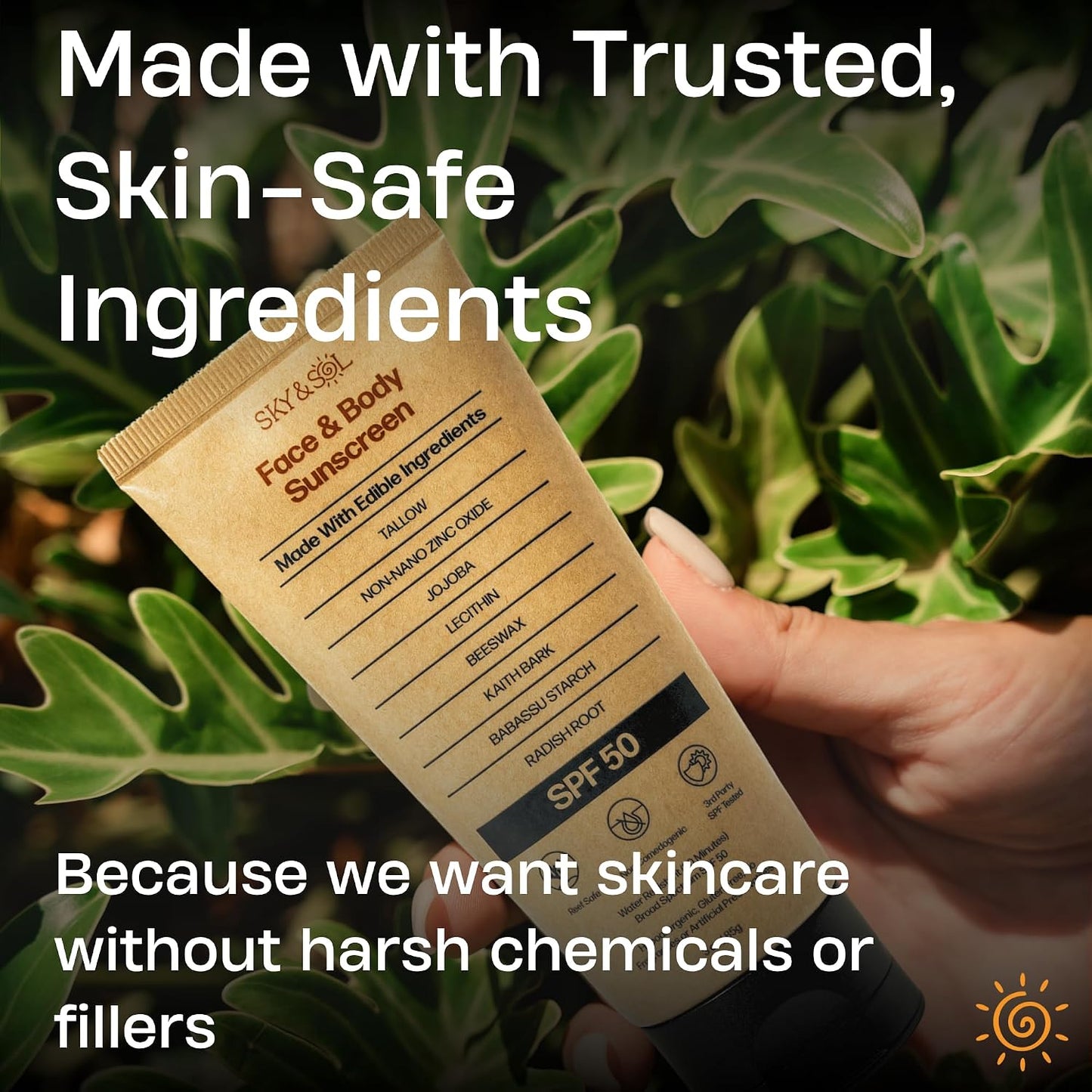 HotSky and Sol Mineral Sunscreen SPF 50 | With Grass-Fed Tallow & Zinc Oxide | Non-Greasy Formula for Face & Body | Made Without Reef-Harming UV Filters | 3 oz (85 g)