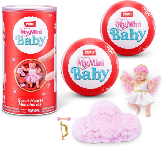 HotMY MINI Baby Sweet Hearts 2 Pack by ZURU – Collectible Mystery Capsule Baby Doll with Accessories & Playset, Realistic Miniature Toy for Girls Ages 3+