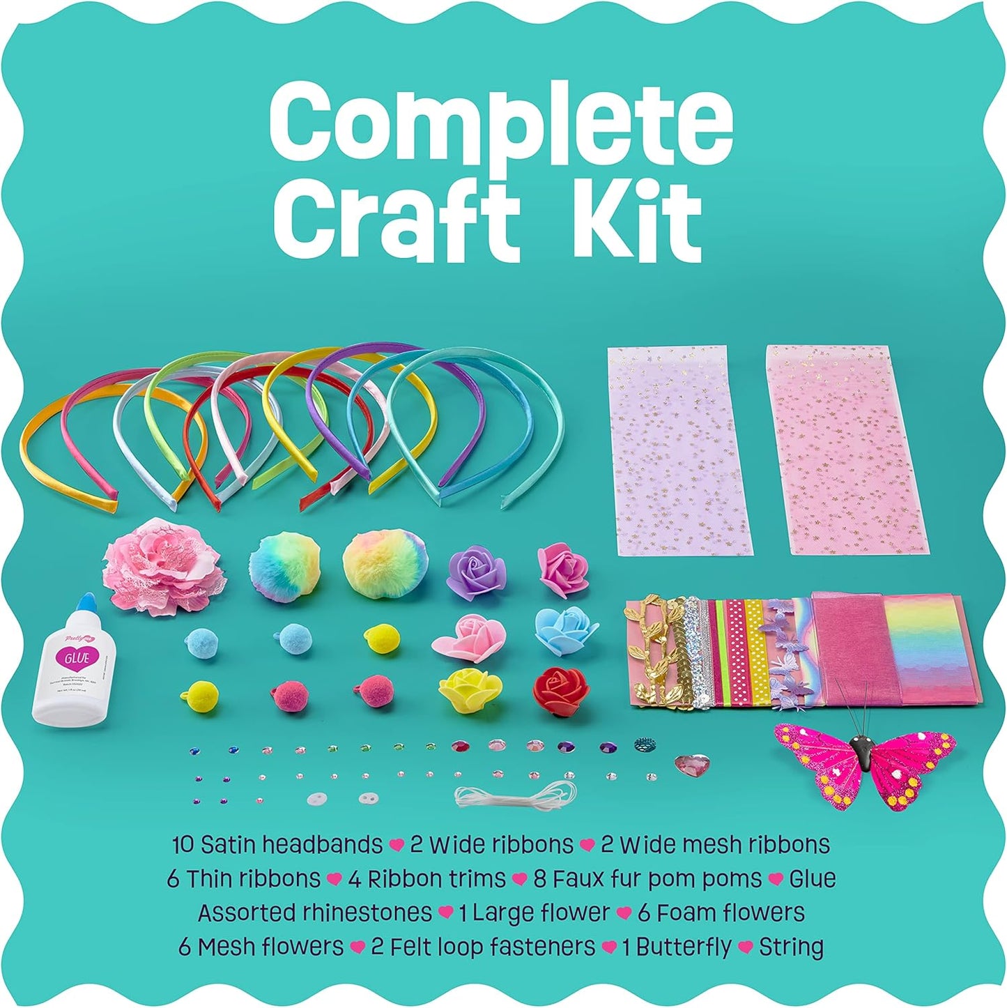 HotPretty Me Headband Making Kit for Girls - Arts & Crafts Easter Gift - Make Your Own Fashion Headbands for Kids - DIY Hair Accessories - Gift for Ages 5-12 Year Old Girl - Little Kids Art & Craft Gifts