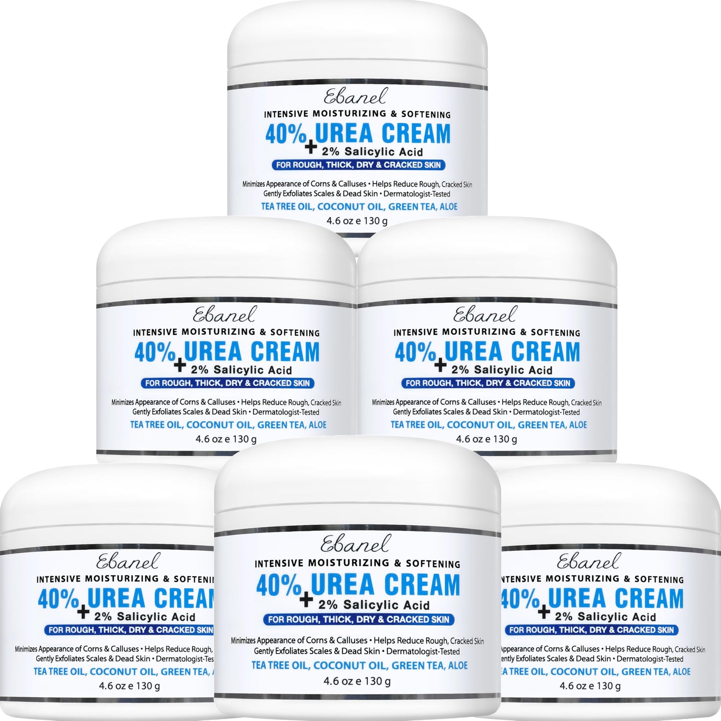 HotEbanel Urea Cream 40% plus Salicylic Acid 2% for Dry Cracked Feet Skin | Deeply Moisturizes & Softens Dry Cracked Heels, Feet, Knees, Elbows, Hands, Rough Dead Skin Callus Remover Toenail Softener