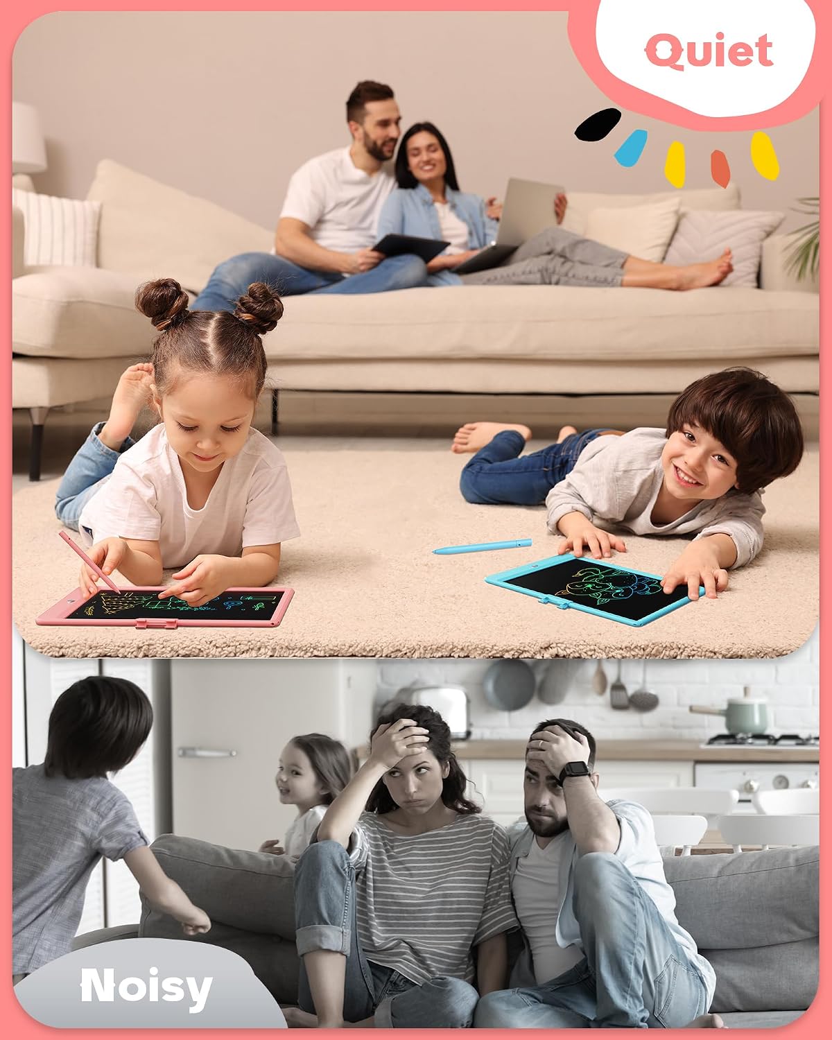 HotBravokids 10 Inch LCD Writing Tablet for 3-8 Year Olds - Electronic Drawing Pad and Doodle Board as Educational Birthday Gifts for Girls and Boys (Pink)