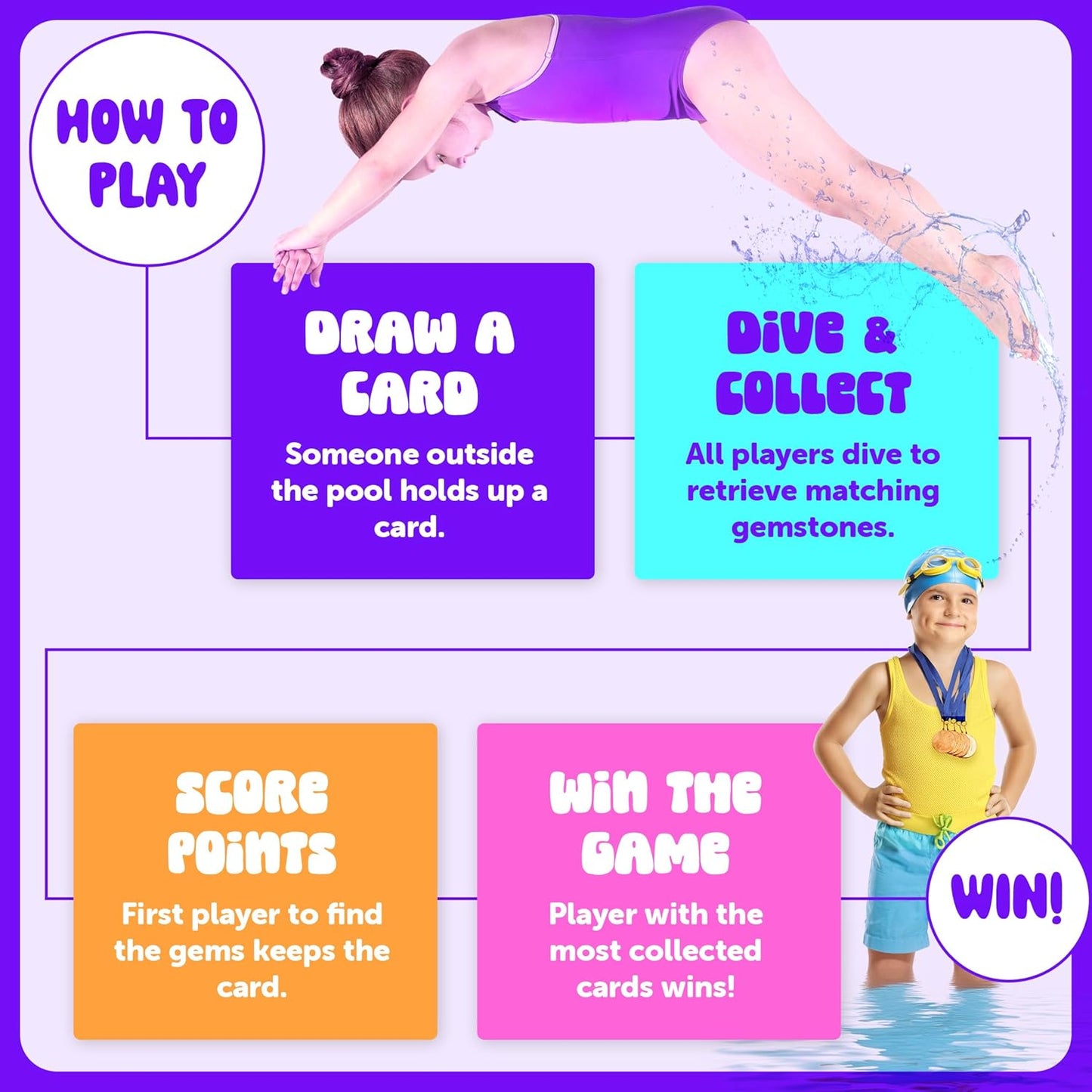 HotDan&Darci Pool Gem Hunt Diving Game for Kids - Pools Toys for Kid Ages 6 7 8 9 10 11 12 Year Old - Water Games Swimming Dive Toy - Gifts for Girls, Boy Ages 6-8, 8-12, Summer Fun