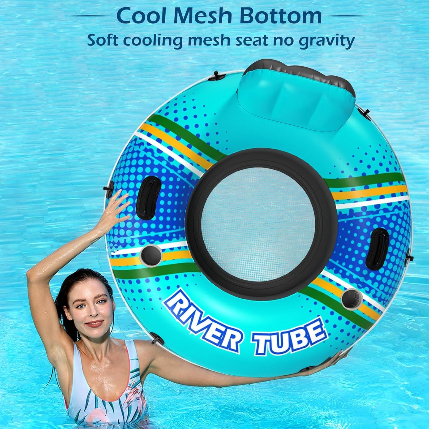 Hot Jasonwell Inflatable River Tube Float - Heavy Duty River Float Pool Floats Lake Premium Water Tubes for Floating Recreational River Raft Lounge Floaties with 2 Cup Holders for Adult