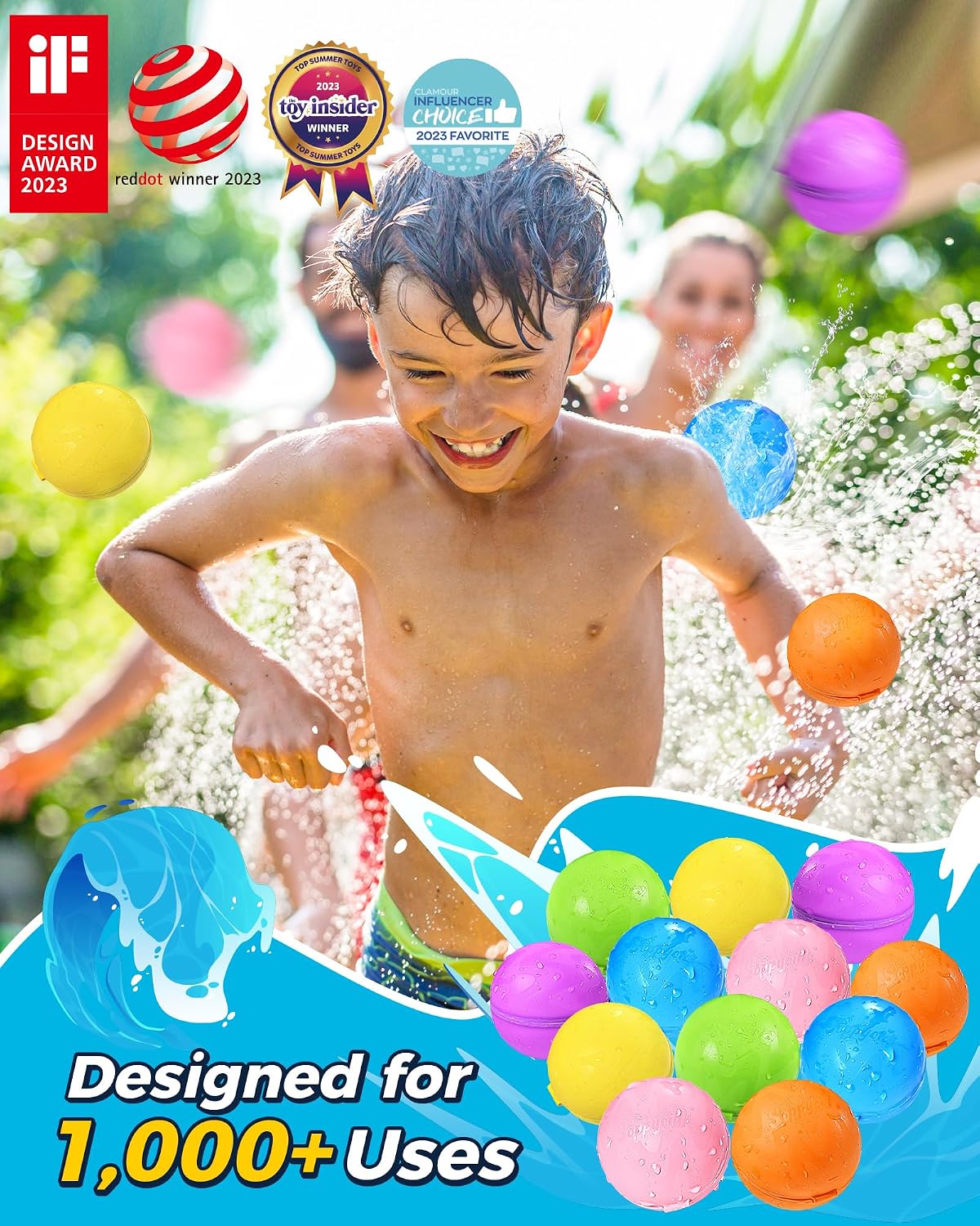 Hot Tlitlimom 16Pcs Reusable Water Bomb Balloons, Pool Beach Toys for Kids ages 3-12, Summer Toy Water Toy for and Girls, Outdoor Activities Water Games Toys Self Sealing Water Splash Ball for Fun