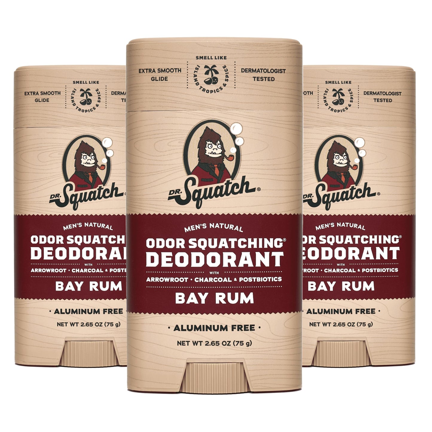 HotDr. Squatch Natural Men’s Deodorant – Aluminum Free Natural Deodorant Men with Charcoal & Postbiotics for 72-Hour Odor Protection – Fresh Falls, 2.65oz Stick (3-Pack)