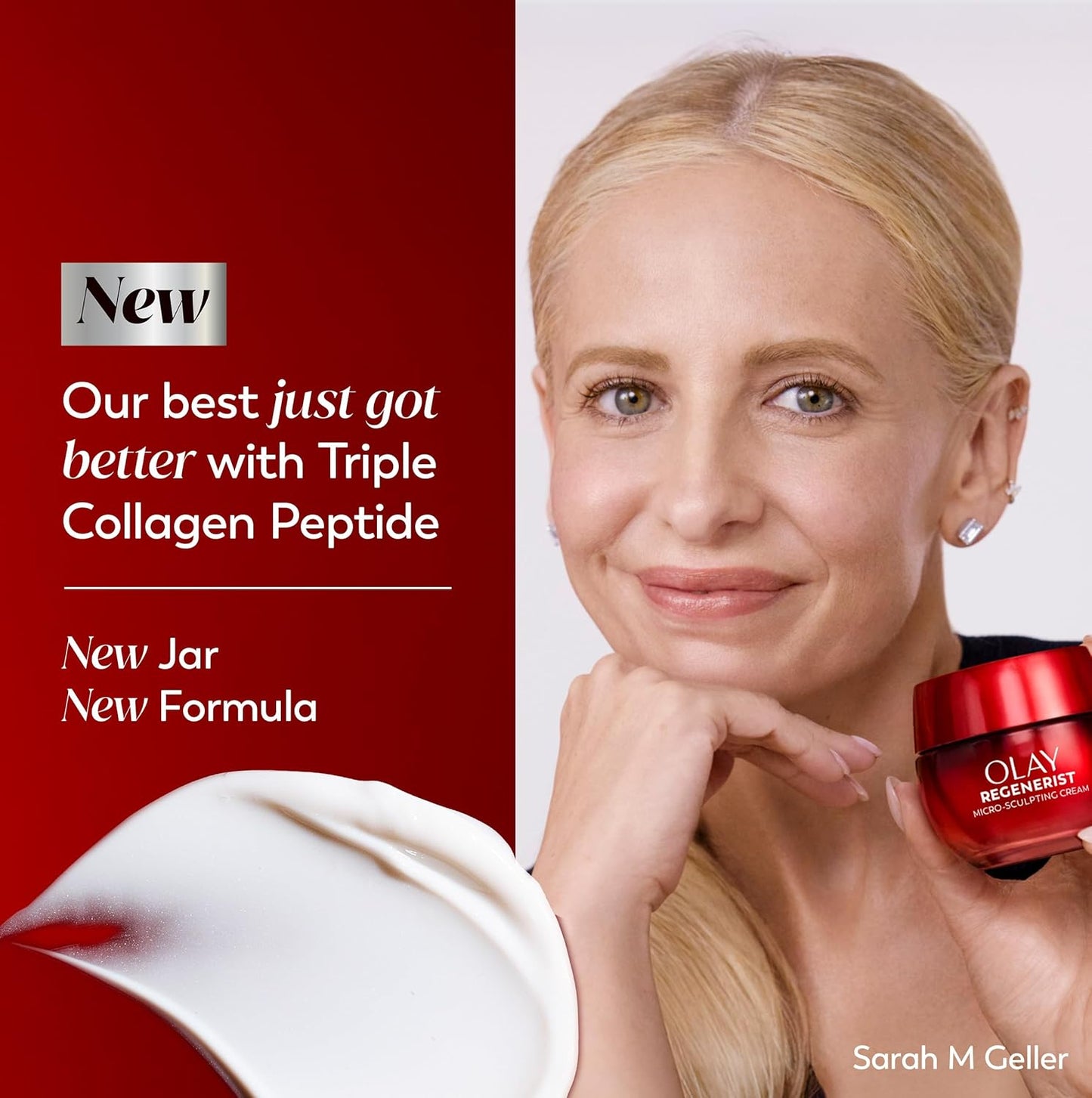 HotOlay Face Moisturizer, Regenerist Micro-Sculpting Cream for Women, Fragrance-Free - Anti-Aging, Anti-Wrinkle, Firming Skin Care - Triple Collagen Cream, Peptide, Hyaluronic Acid, Niacinamide, 1.7oz