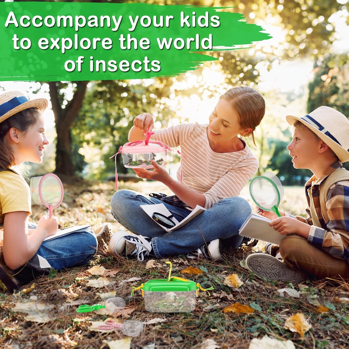 Hot 2Sets Bug Catcher for Kids - Sturdy Kids Bug Catching Kit Gifts with Collector Butterfly Net Tweezer, Bugs Habitat Outdoor Explorer Kit for Age 3 4 5 6 7 8, 8Pcs, Green & Pink