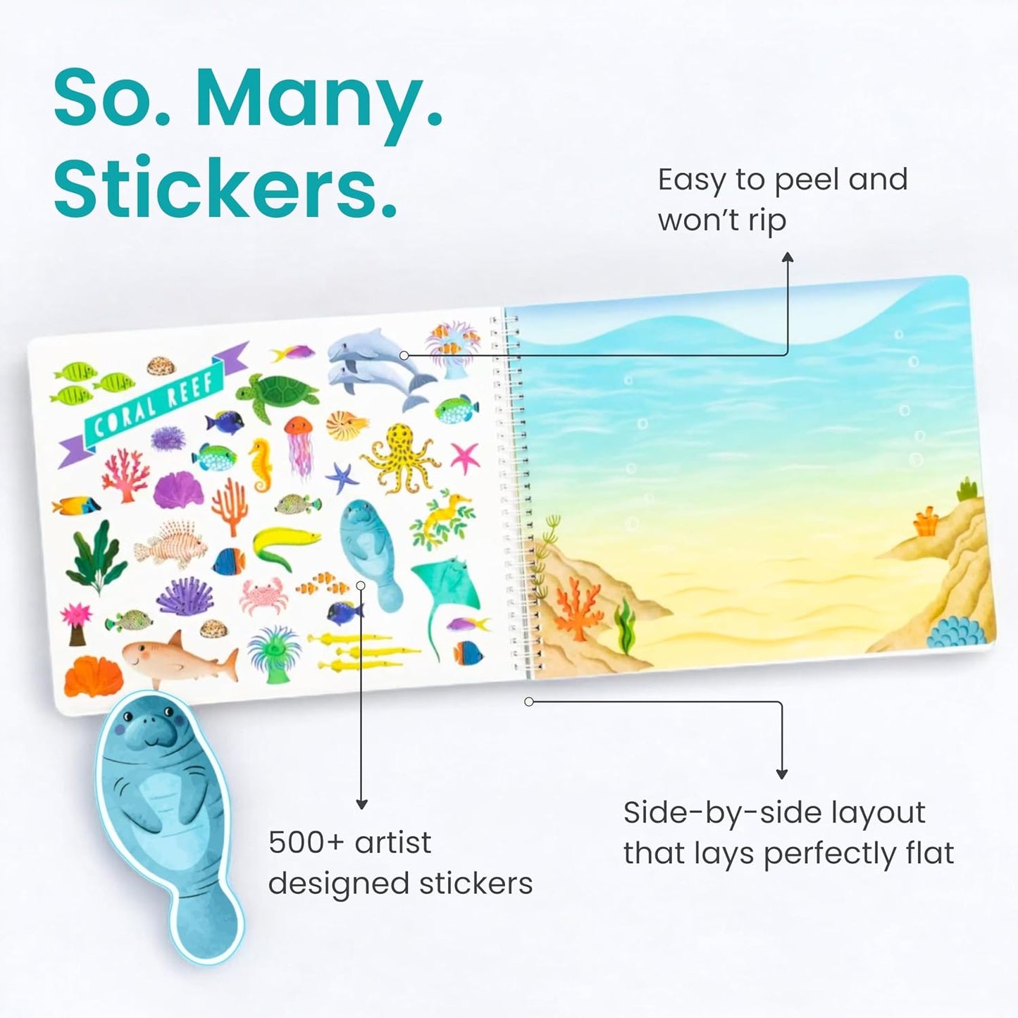 HotAnimals Habitat 500+ Kids Sticker Book by Cupkin Toddler Airplane Travel Activity Coloring and Sticker Book, Road Trip Essentials, 12 Coloring Pages + 12 Scenes for Ages 2–8 Years