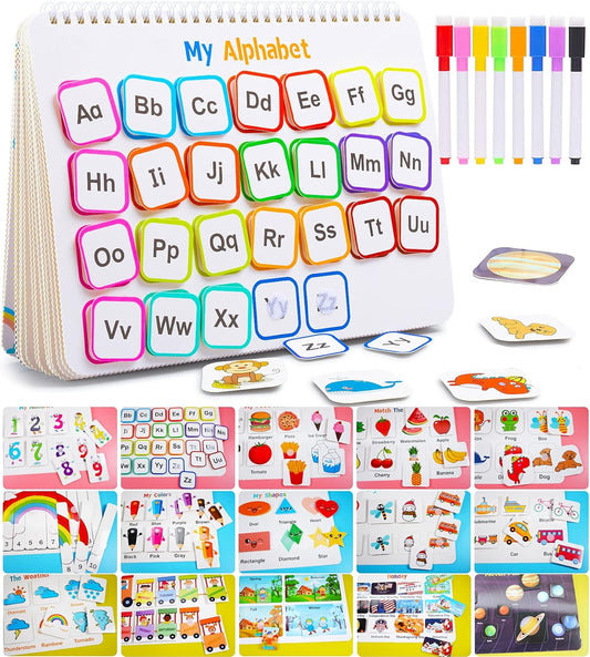 HotHuijing Montessori Preschool Learning Activities Busy Book - Workbook Activity Binder / Toys for Toddlers, Autism Learning Materials and Tracing Coloring Book