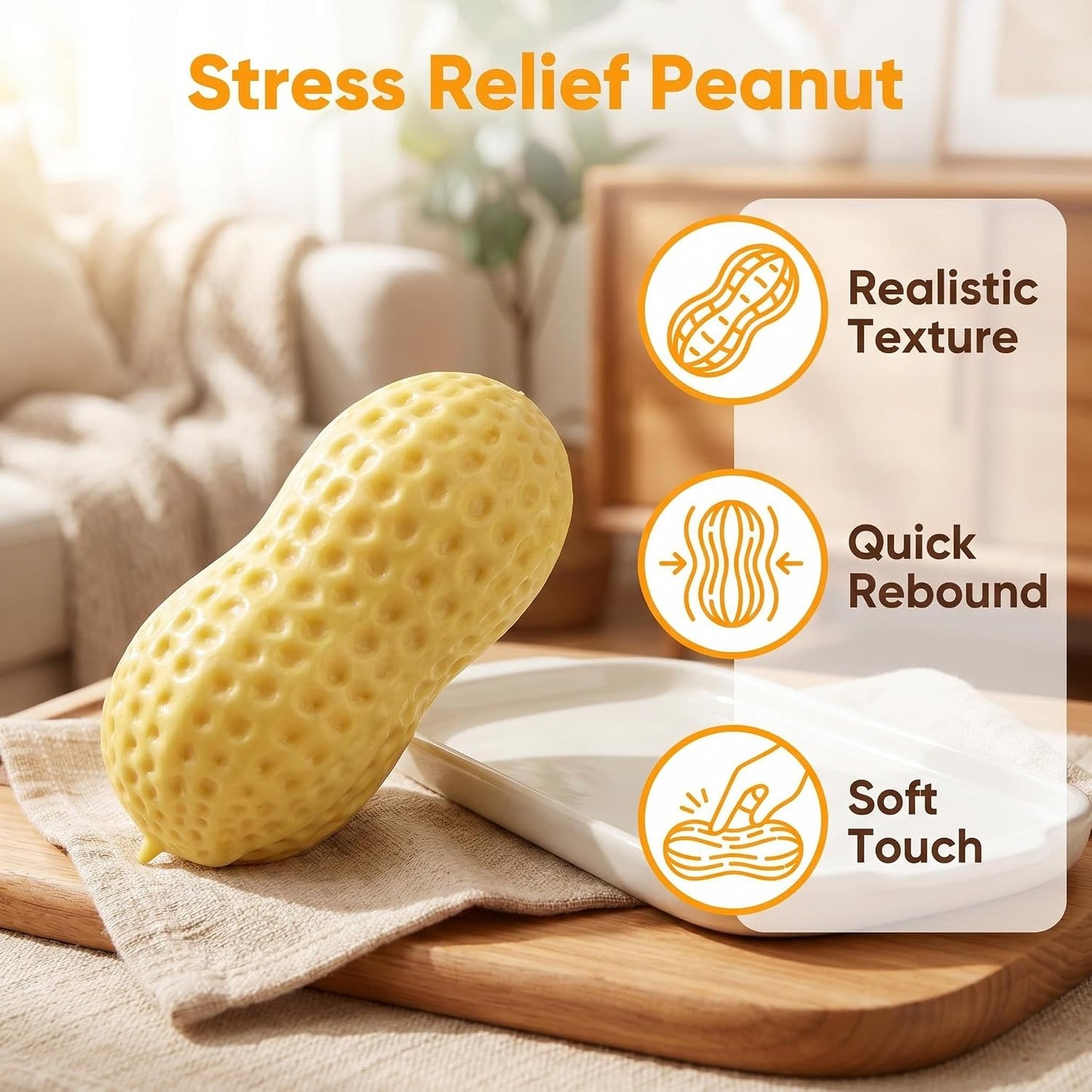 HotPeanut Squishies, Peanut Shaped Squish Balls,Squeeze Dough Ball ,Soft Stress Relief Sensory Fidget Toys,Soft Stress Relief Sensory Fidget Toys for Adults Anxiety Relief Hand Relax