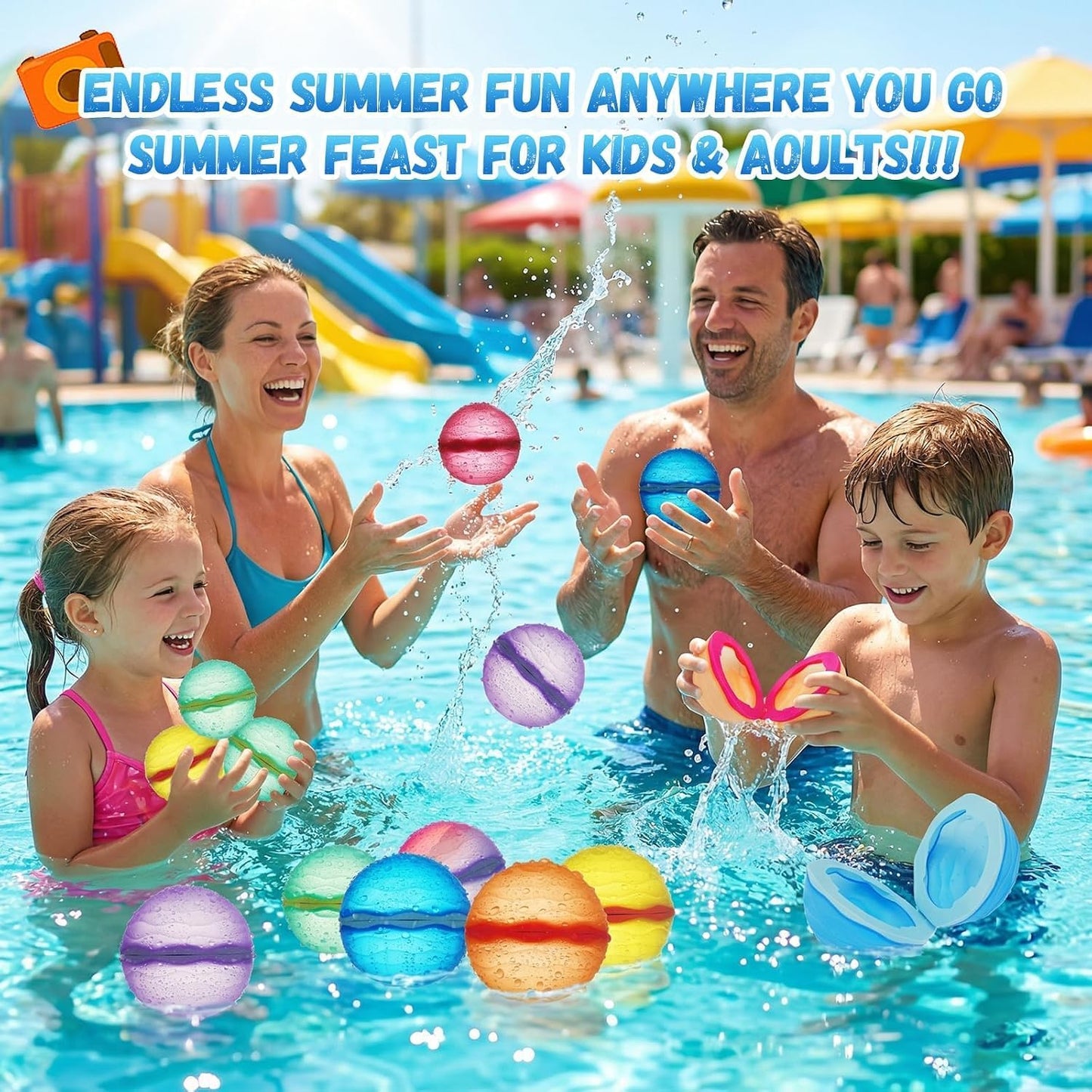 Hot【12 Pack】Magnetic Reusable Water Balloons Fast Refillable for Kids Outdoor Activities, latex-free Kids Pool Beach Bath Toys, Self-Sealing Water Bomb Quick Fill for Summer Games