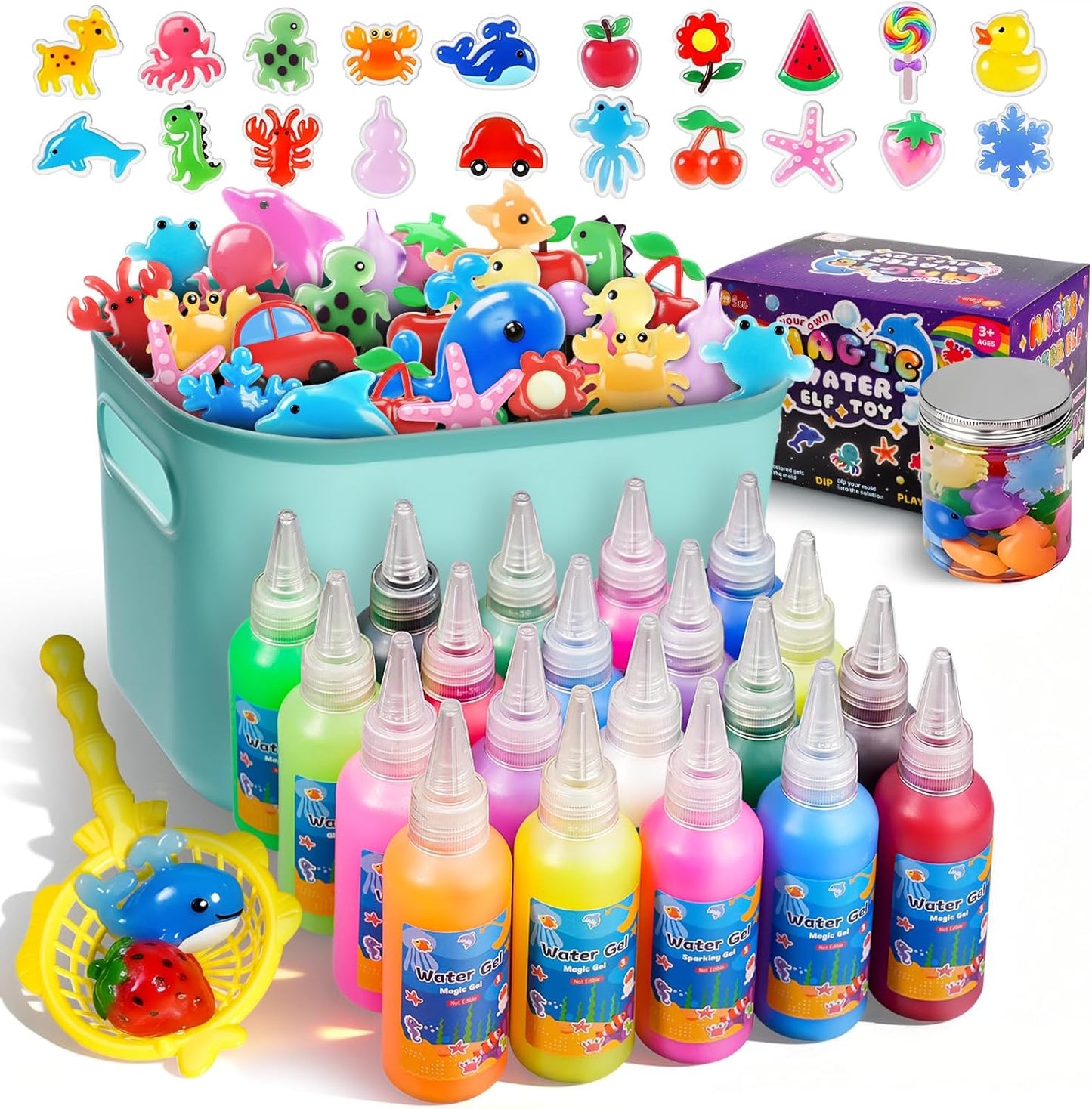 Hot EggSun Magic Water Elf Toy for Kids,Aqua Fairy Water Gel Kit,20 Colors Squishy Maker Set,20 Shape Molds,Fun DIY Art & Craft Toy Creation Kit for Children,Birthday Party Gifts for Girls and Boys