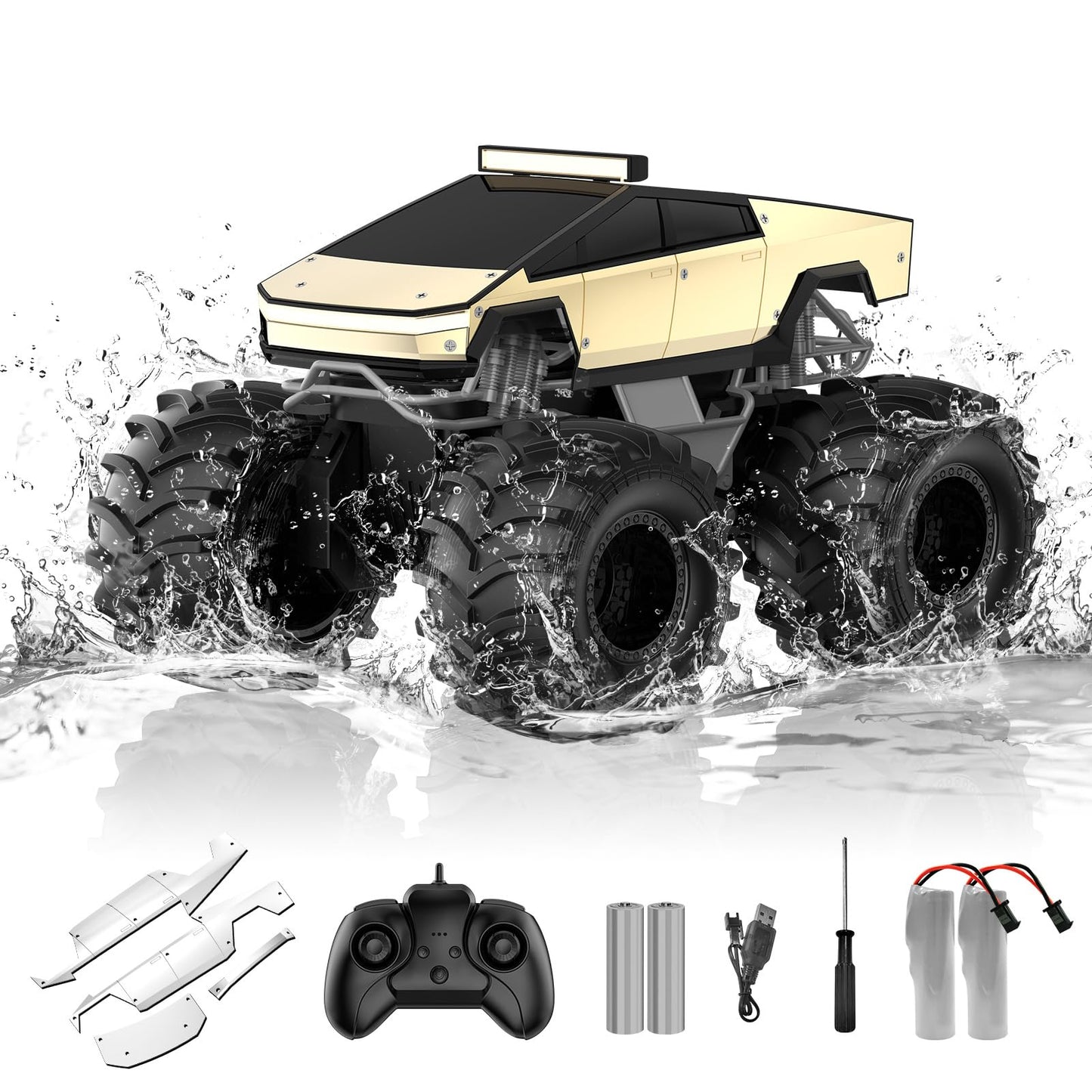 Hot Amphibious Remote Control Car, 1:18 Monster Truck Toys for Boys RC Cars, 2.4 GHz Waterproof RC Trucks, 4WD All Terrain Off-Road Pickup, Kids Christmas Birthday Gifts Present Boys Girls Toys Ages 6+
