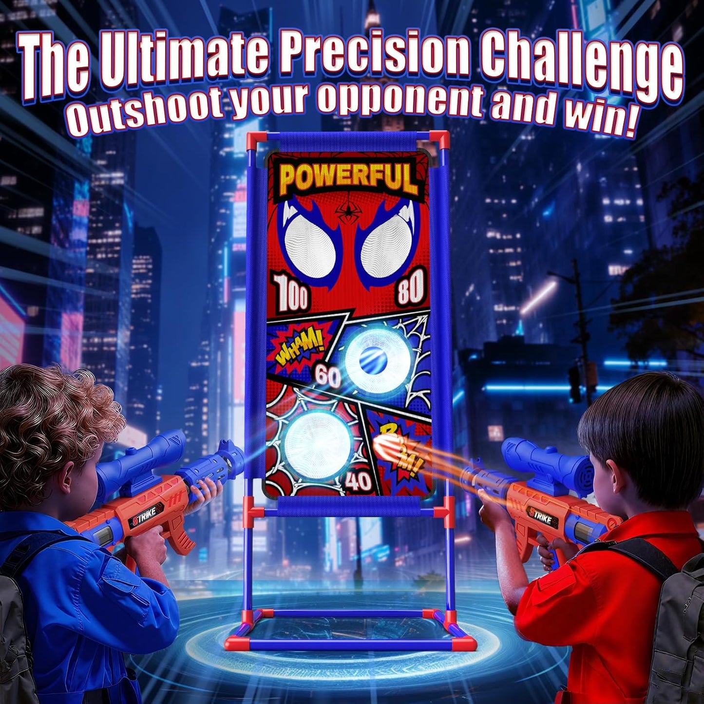 Hot Shooting Toy Set with Hero-Style Target & 2 Cool Air Pump Launcher,Indoor Outdoor Kids Toy,Action Shooting Games,Boys Toys Age 3 4 5 6 7 8 9 10 11 12, Holiday Presents for Boy
