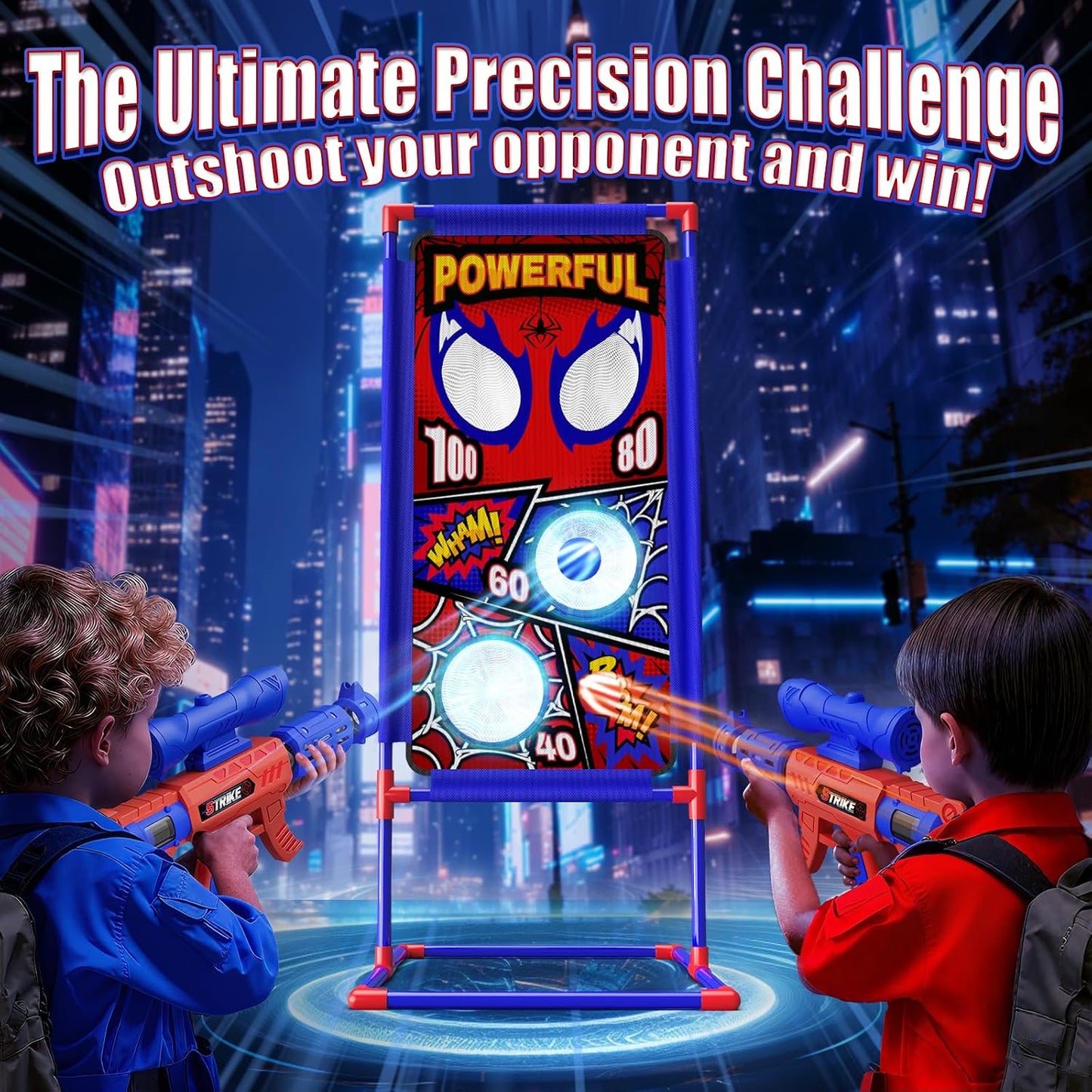 Hot Shooting Toy Set with Hero-Style Target & 2 Cool Air Pump Launcher,Indoor Outdoor Kids Toy,Action Shooting Games,Boys Toys Age 3 4 5 6 7 8 9 10 11 12, Holiday Presents for Boy