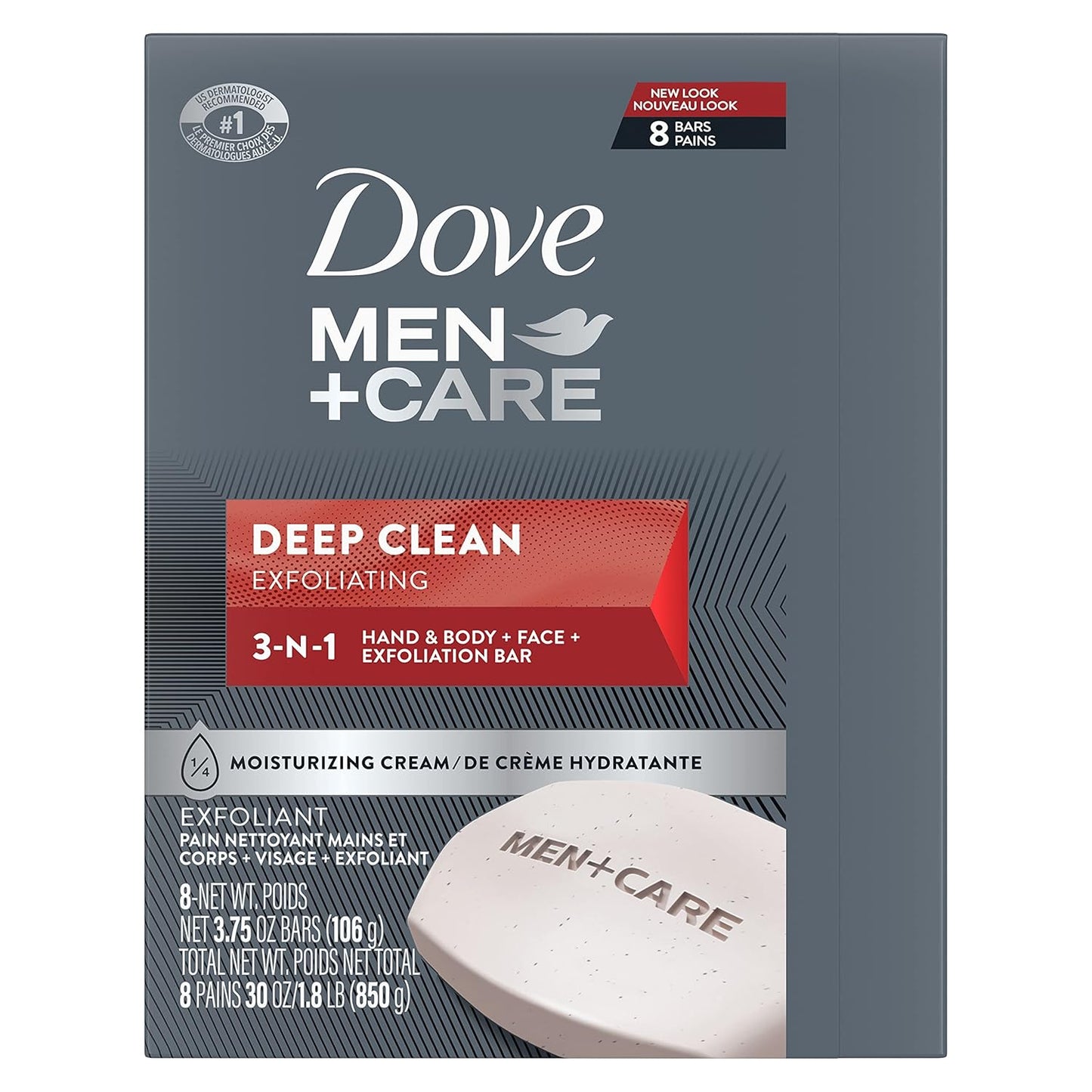 HotDove Men+Care Men's Bar Soap Deep Clean 8 Bars More Moisturizing Than Bar Soap Effectively Washes Away Bacteria, Nourishes Your Skin 3.75 oz