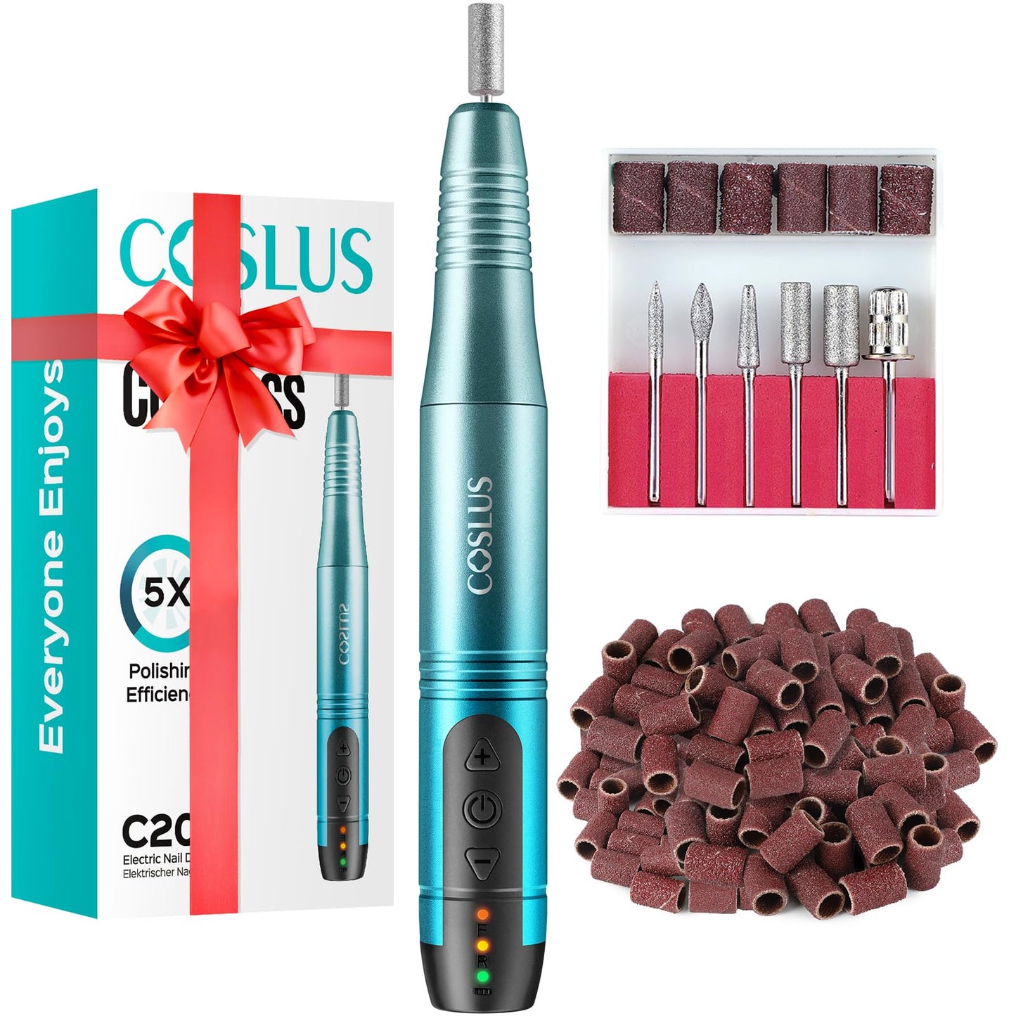 HotCOSLUS C20 Cordless Nail Drill Electric File: Professional for Acrylic Gel Dip Powder Nails, Portable All-in-One Nail Drill Machine Kit for Manicure & Pedicure, Rechargeable Lightweight, Purple