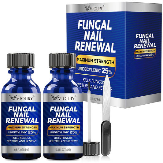 HotToenail Fungus Treatment Extra Strength – VTROUY 2 Bottle Nail & Toe Solution with Undecylenic Acid 25% and Tea Tree Oil 15ml 2Pcs