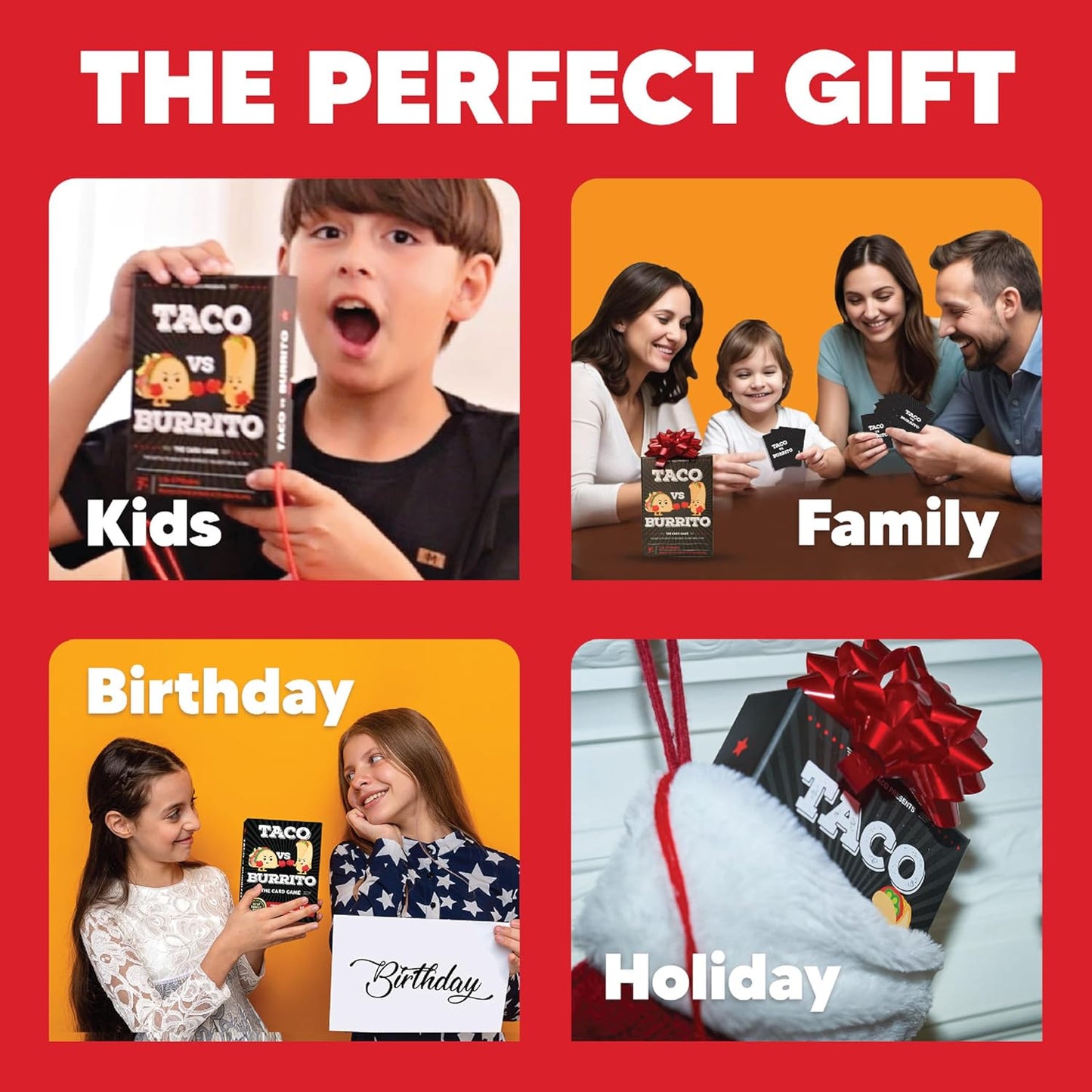 HotTaco vs Burrito - The Wildly Popular Surprisingly Strategic Card Game Created by a 7 Year Old - 5 Ways to Play - a Family-Friendly Party Game for Kids, Teens & Adults