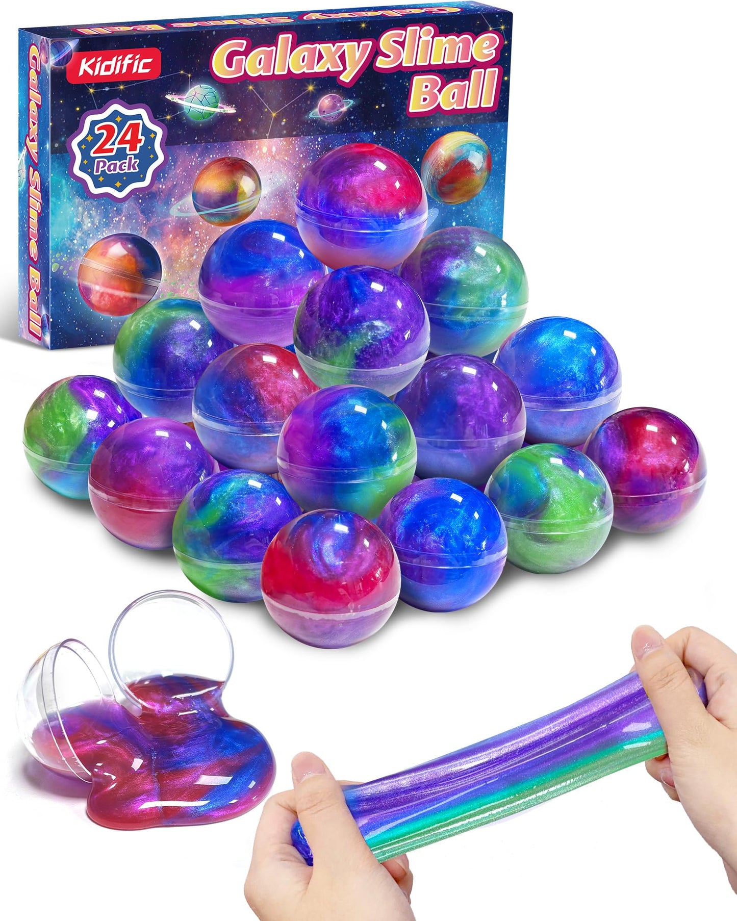 Hot 24 Pack Galaxy Slime Party Favors, Non-Sticky, Stress Relief Treasure Box Toys for Classroom Prizes Party Supplies, Student Gifts Birthday Goodie Bags Stuffers for Kids Teens Boys Girls 4-8, 8-12