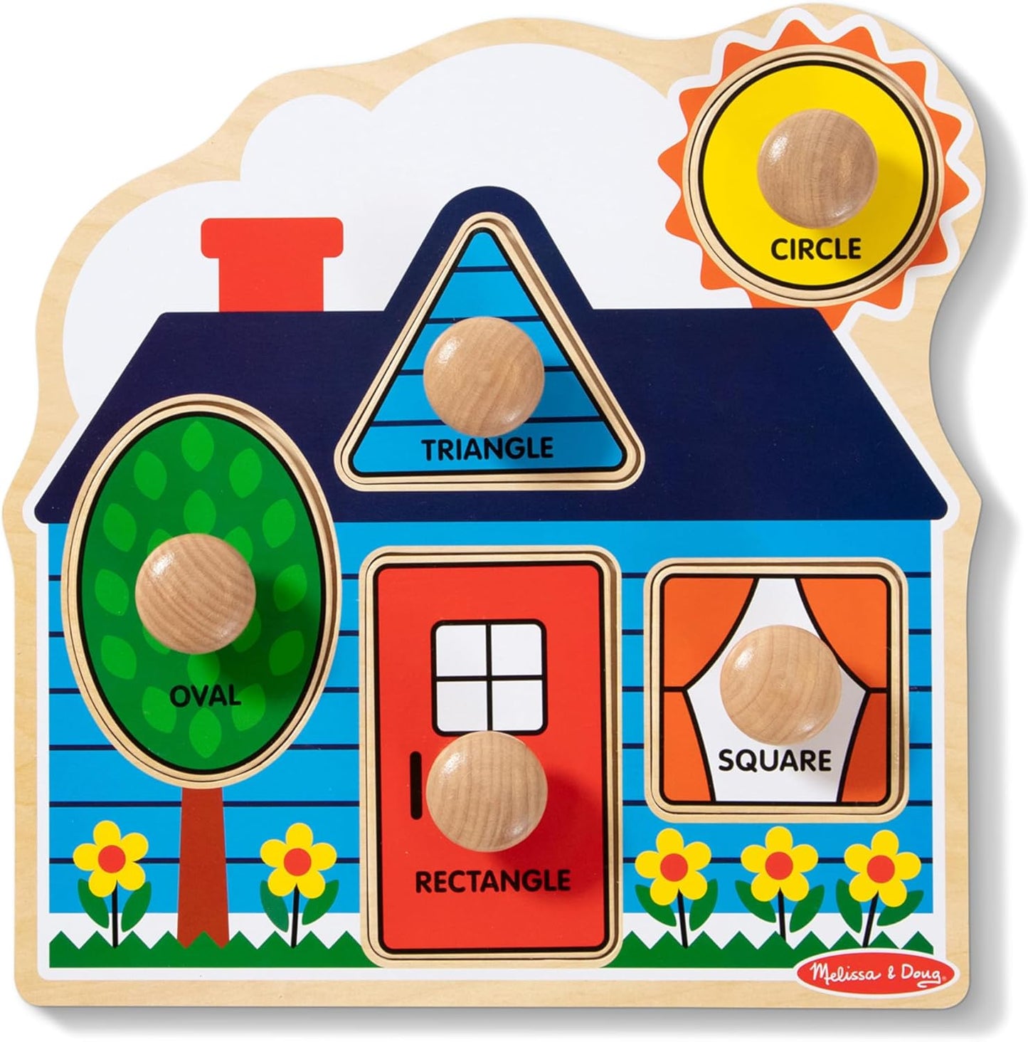 Hot Melissa & Doug First Shapes Jumbo Knob Puzzle, Wooden Peg Puzzle for Toddlers, Educational Toy for Shape Recognition and Fine Motor Skills, Ages 1+