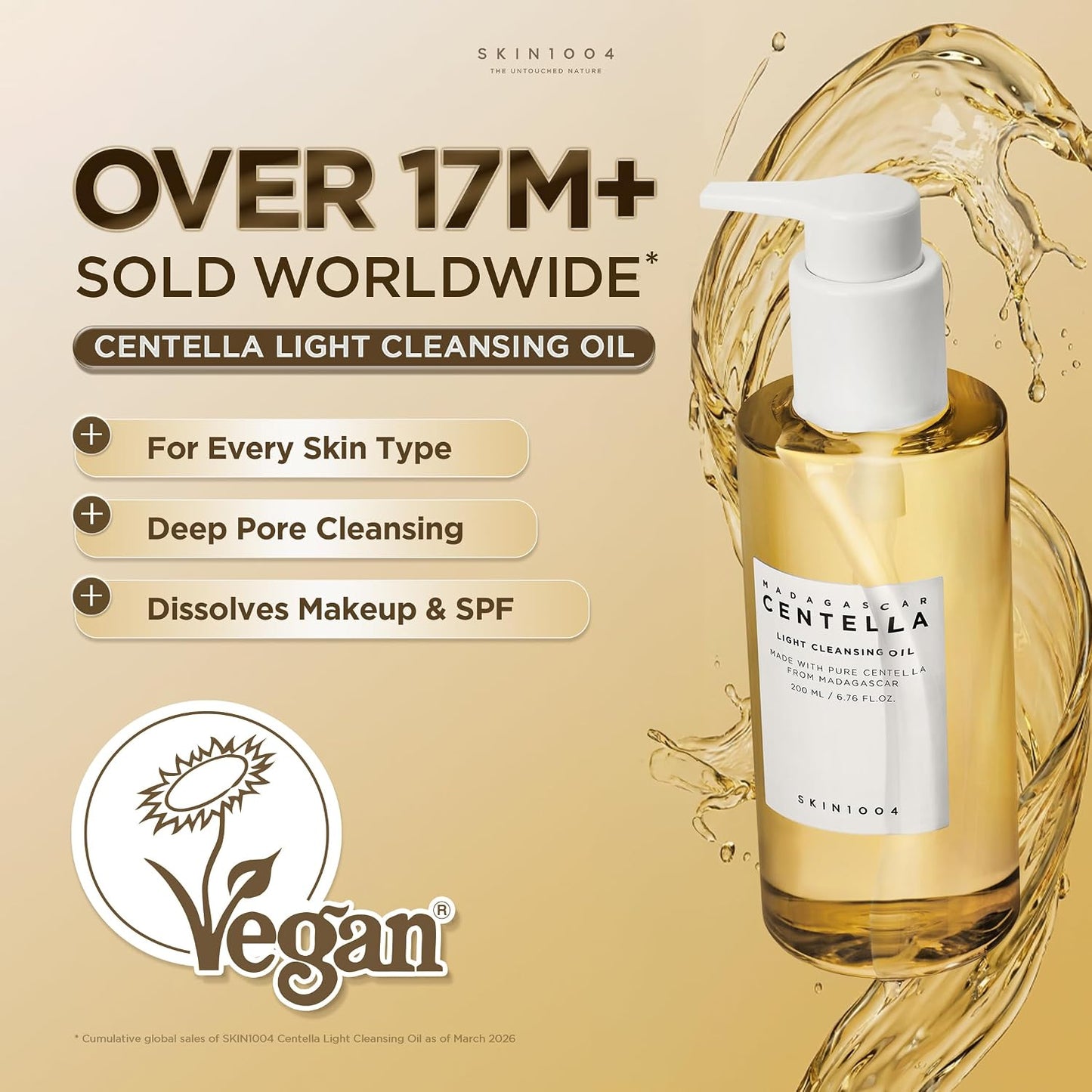 HotSKIN1004 Madagascar Centella Light Cleansing Oil 6.76 fl.oz, 200ml | Gentle Oil Cleanser for Face, Korean Facial Cleanser, Double Cleansing
