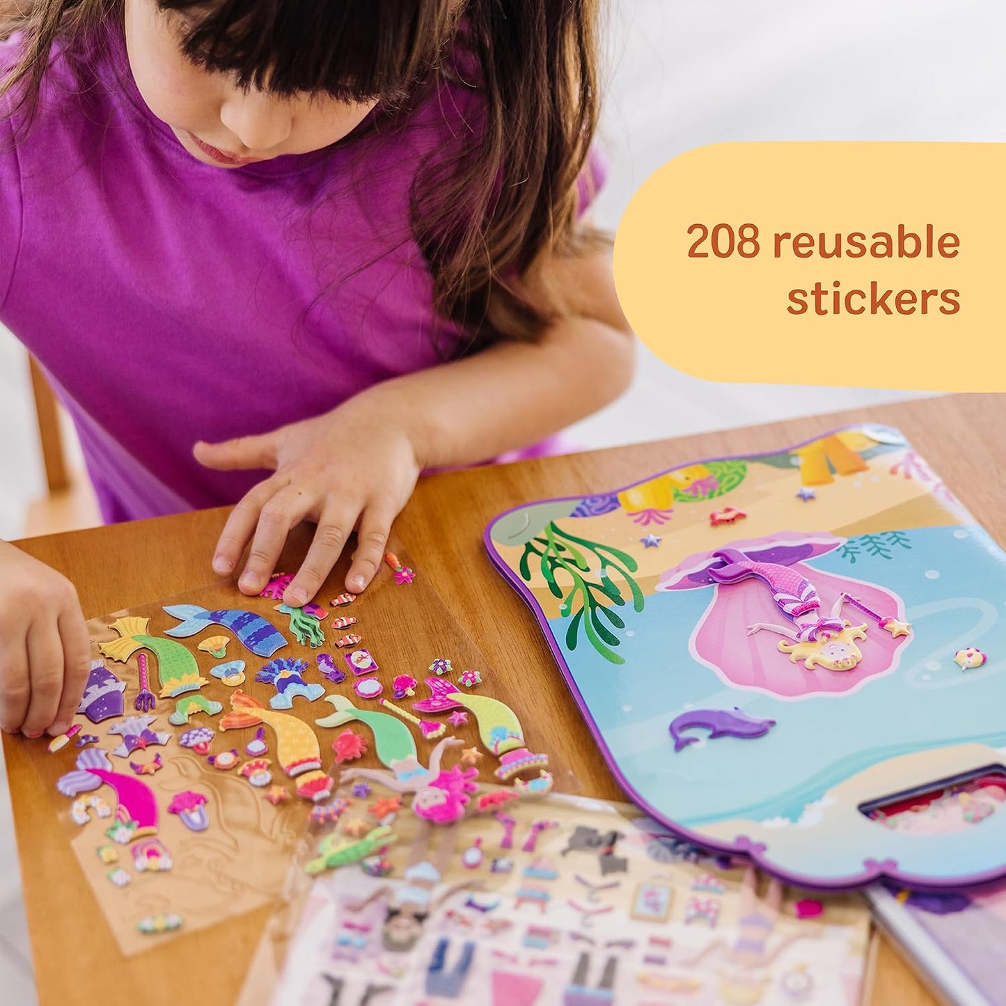HotMelissa & Doug Puffy Sticker Activity Books Set of 3 – Dress-Up, Princess & Mermaid, with 208 Reusable Stickers and Fold-Out Scenes, Mess-Free Travel Toys for Kids Ages 4+ - FSC Certified