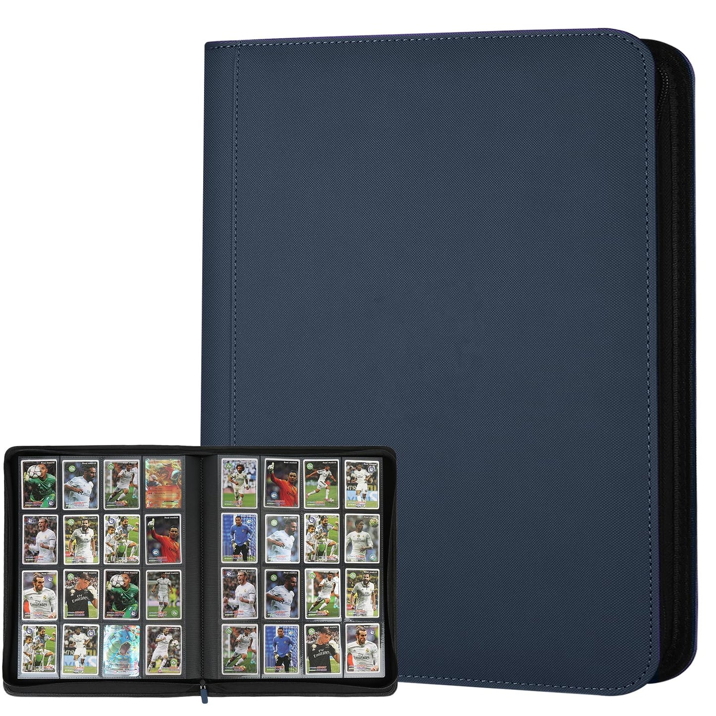 HotGERMUN 9 Pocket Trading Card Binder,720 Cards,40 Top-Loading Pages, Double Sided Pockets PU Cover Zipper Collection Album Folder for Standard MTG, TCG, Sports Cards(Black)