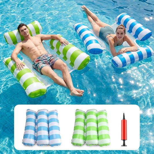 HotInflatable Pool Floats Adult, 2 Pack Thick Pool Floaties Heavy Duty, Non-Stick PVC Rafts Chairs with Mesh Seat, Hammock Noodles Lounger for Summer Water Party Lake Beach