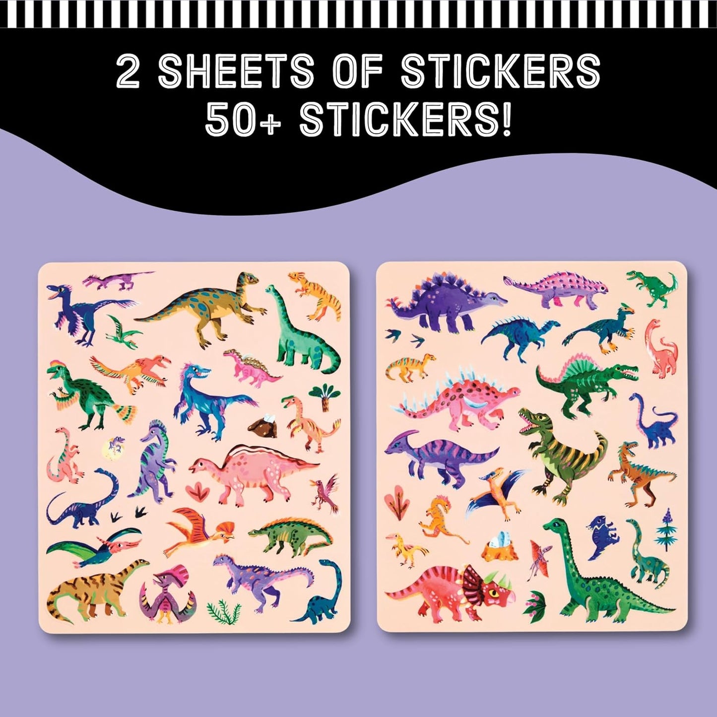 Hot Mudpuppy Dinosaur Park - Sticker Play Reusable Activity Kit Featuring Fun Illustrations of Dinosaurs for Children Ages 3 and Up