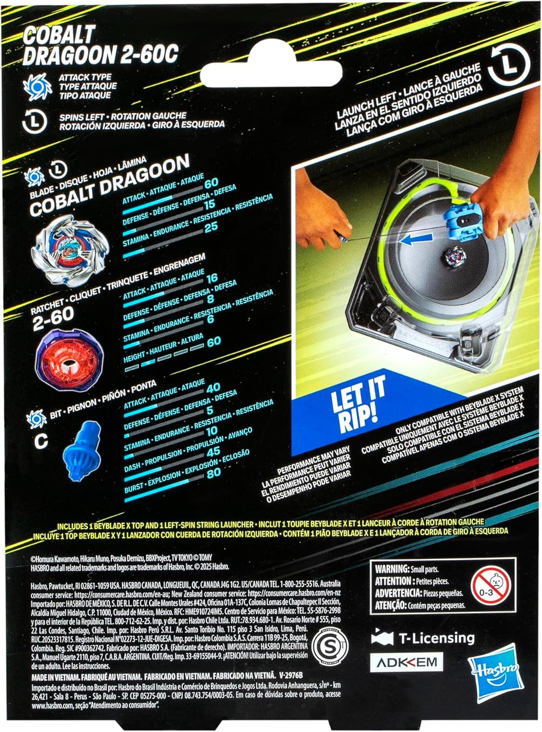 HotBeyblade X Cobalt Dragoon 2-60C Deluxe Left-Spin String Launcher Set with Attack Type Top Left-Spinning Top Toy; Great Gift for 8 Year Old Boys and Girls