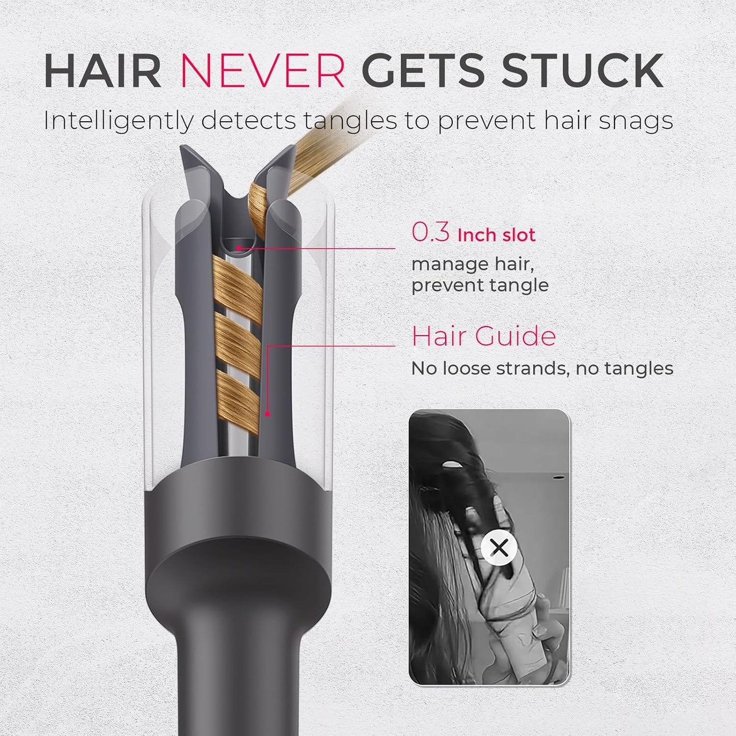 HotTYMO Automatic Rotating Curling Iron - TYMO CURLPRO Beach Waves Curling Wand, Portable Hair Curler, 500 Million Ionic, Dual Voltage & Lightweight for Travel, Ceramic Coating, 1 Inch, Metallic Gray