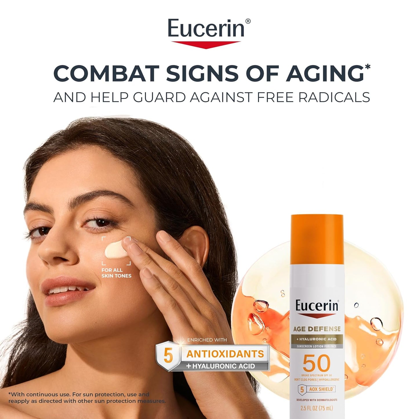 HotEucerin Sun Age Defense Face Sunscreen Lotion SPF 50, 2.5 FL OZ