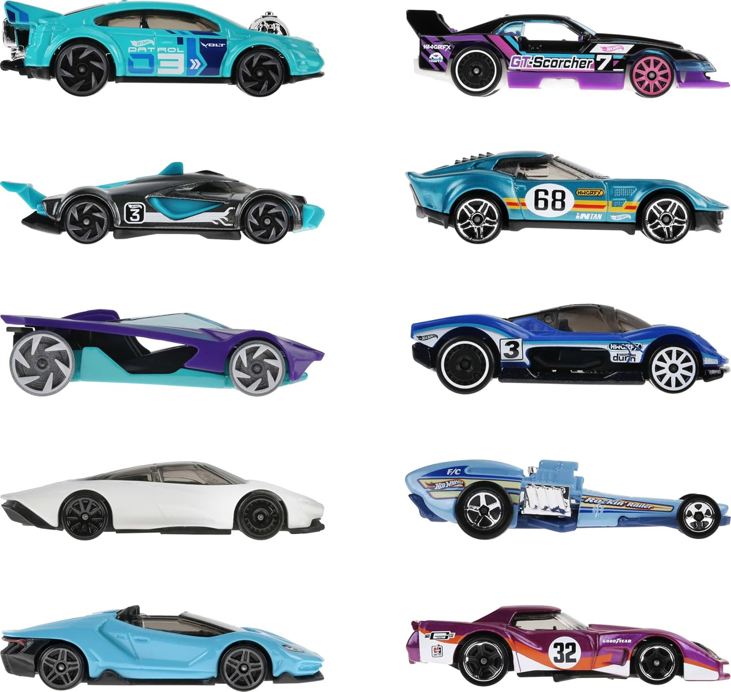 HotHot Wheels 10-Pack of Toy Race Cars (Styles May Vary) | Set of 10 1:64 Scale Vehicles,Includes Hot Wheels Originals & Officially Licensed Cars (Amazon Exclusive)