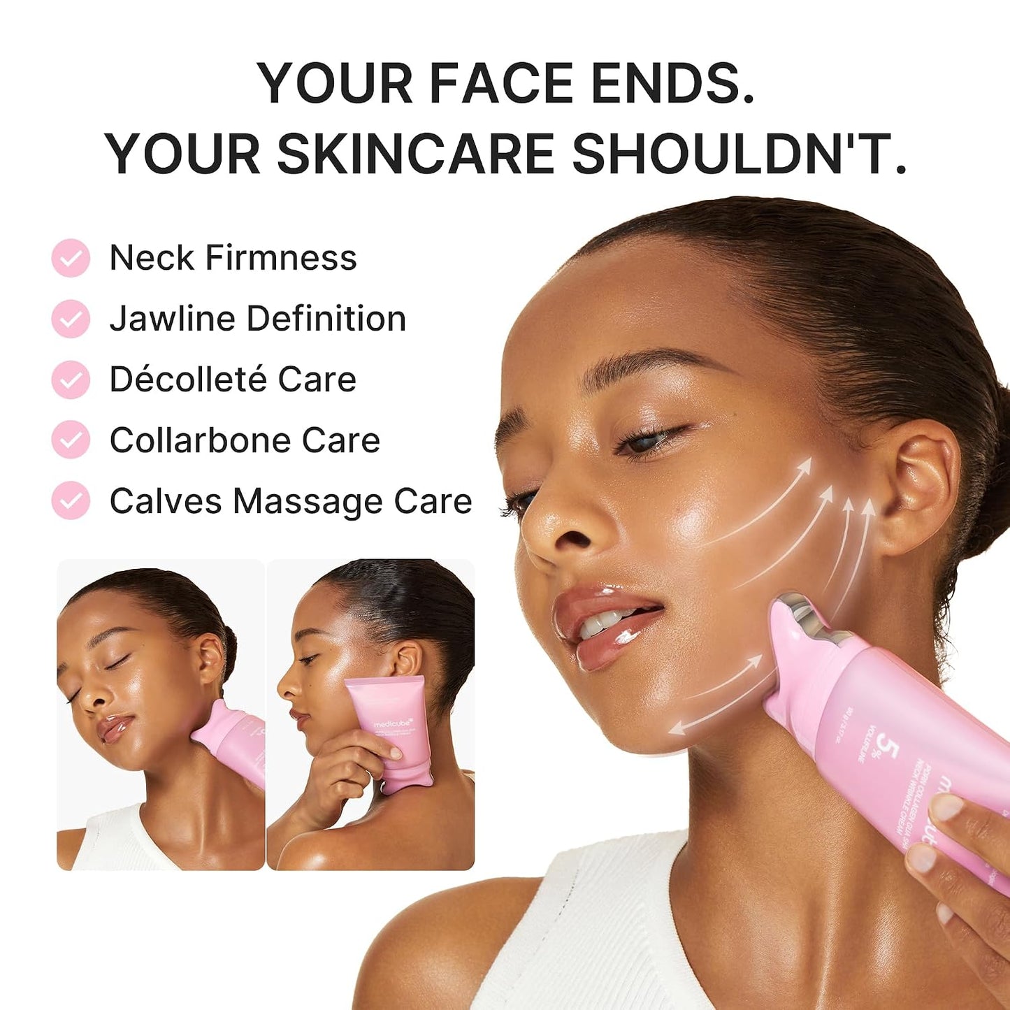 Hotmedicube PDRN Collagen Gua Sha Neck Wrinkle Cream | Built-In Gua Sha Massager with Volufiline 5% | Firming, Contour Care for the Look of Fine Lines, Jawline, Neck, Décolleté | Korean Skincare, 3.17 oz