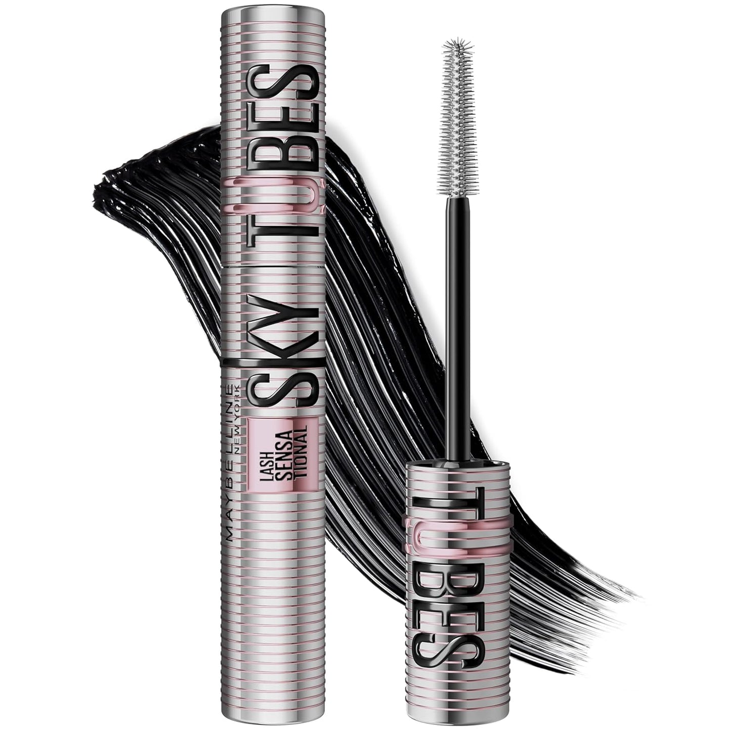 HotMaybelline Lash Sensational Sky Tubes Tubing Mascara, Extension-Like Lengthening Mascara, 24HR Eye Makeup with Shea Butter & Castor Oil, Very Black, 1 Count
