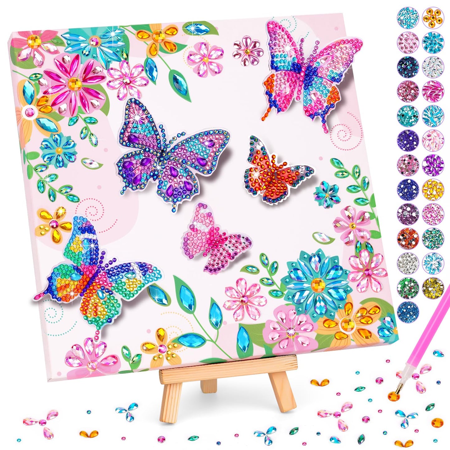Hot Arts and Crafts for Kids Age 8-12, Diamond Art Kit for Kids, Gifts for 6 7 8 9 10 Year Old Girls, Birthday Presents Toys for Girl Teen, Fun Activities Gem Art Butterfly Kit with Frame for Home Decor