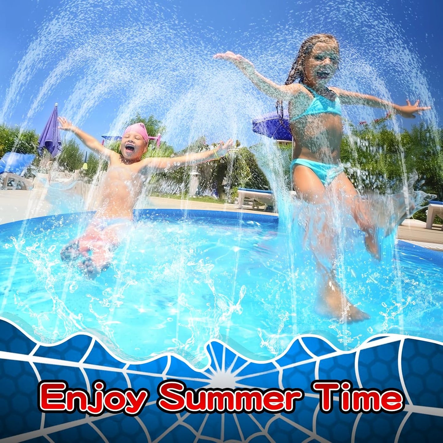 Hot Non Slip Splash Pad for Kids and Dogs 67'' Extra Large Splash Pad | Outdoor Sprinkler for Kids, Dog Water Summer Toys Outdoor Toys for Toddlers 3-5 Ages 4-12